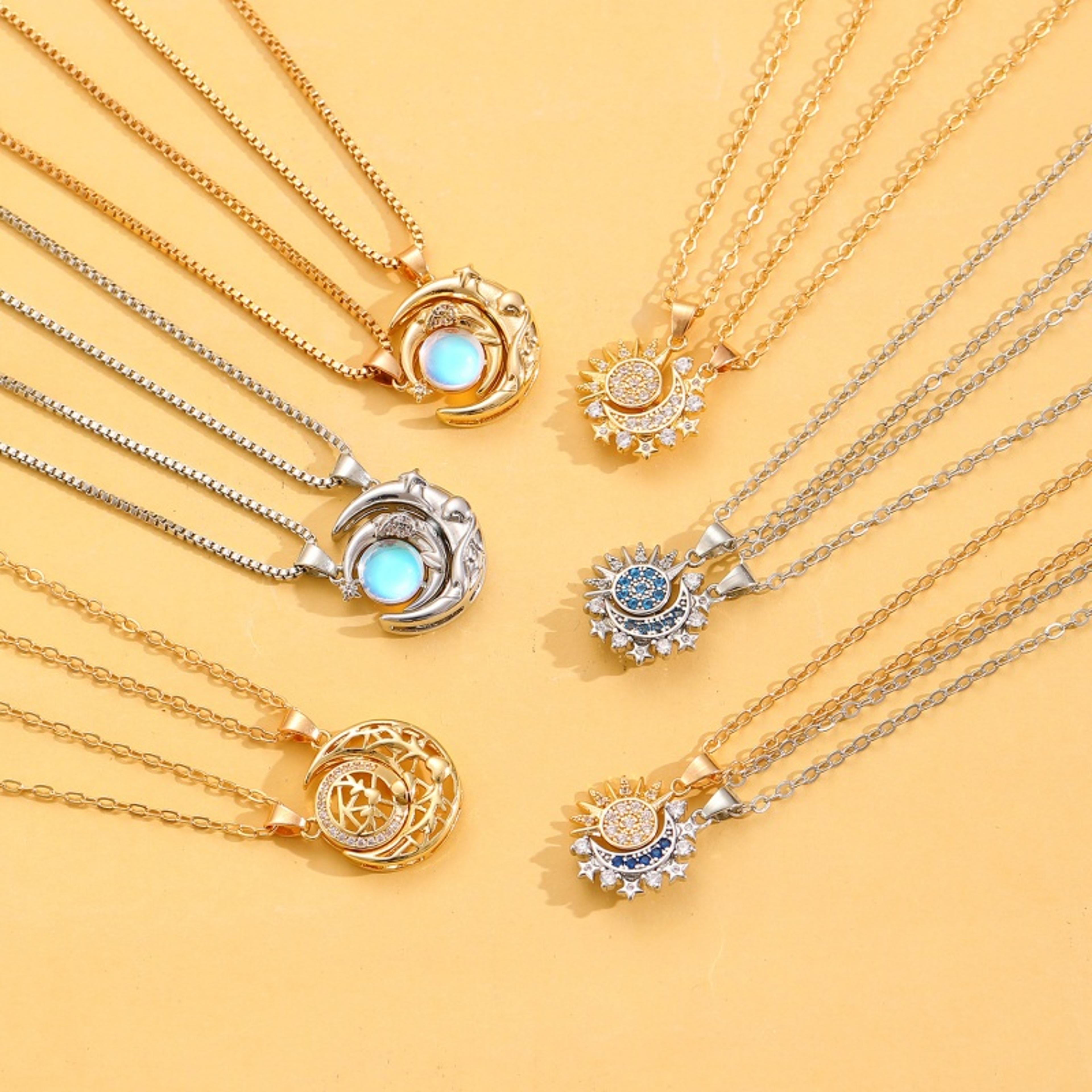 Magnetic Couple Matching Necklace Set Sun Moon Heart Shape Magnet Pendant Fashion Lover Gift Jewelr 2
