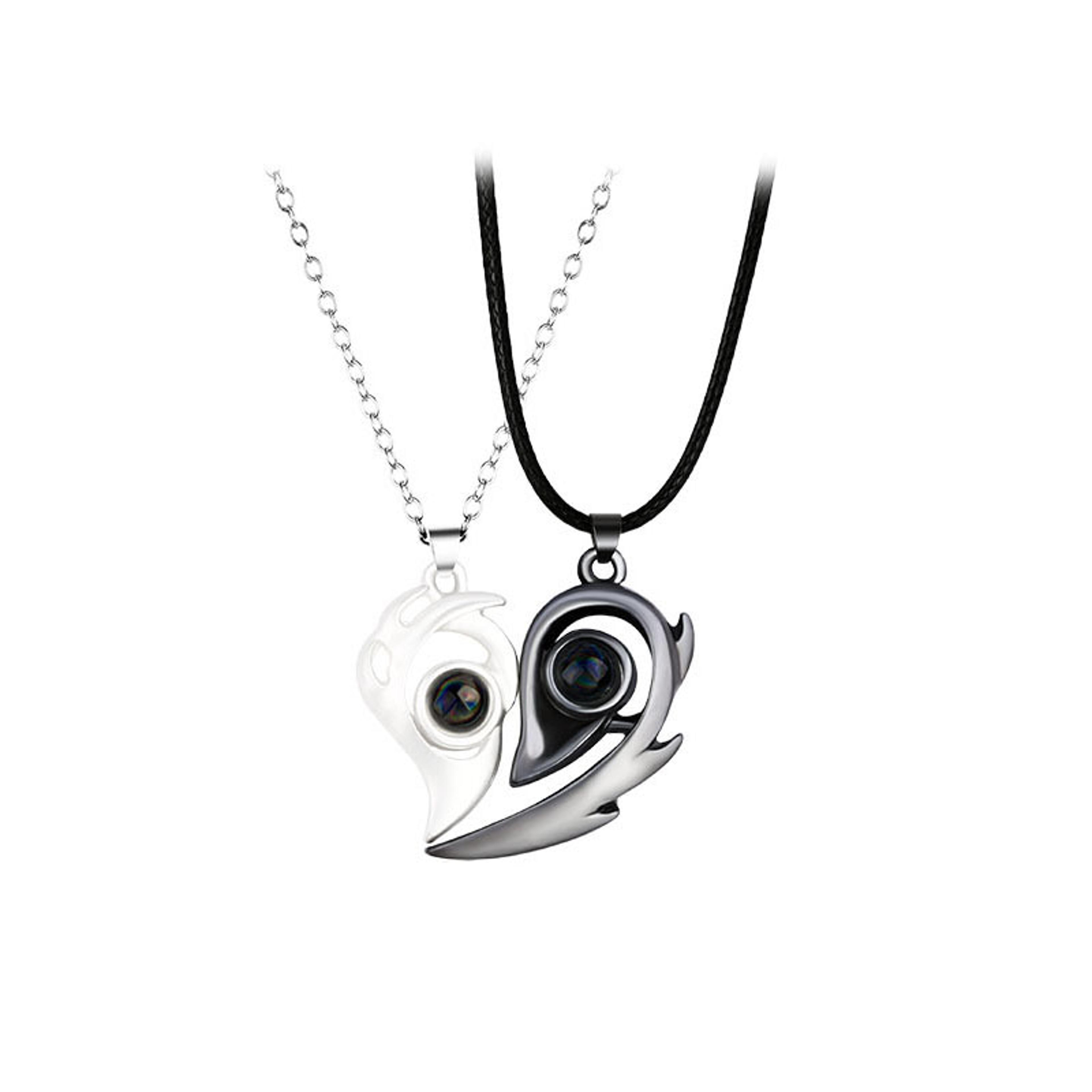 Heart Projection Magnetic Distance Couple Necklace I Love You Matching Pendant Jewelry 5
