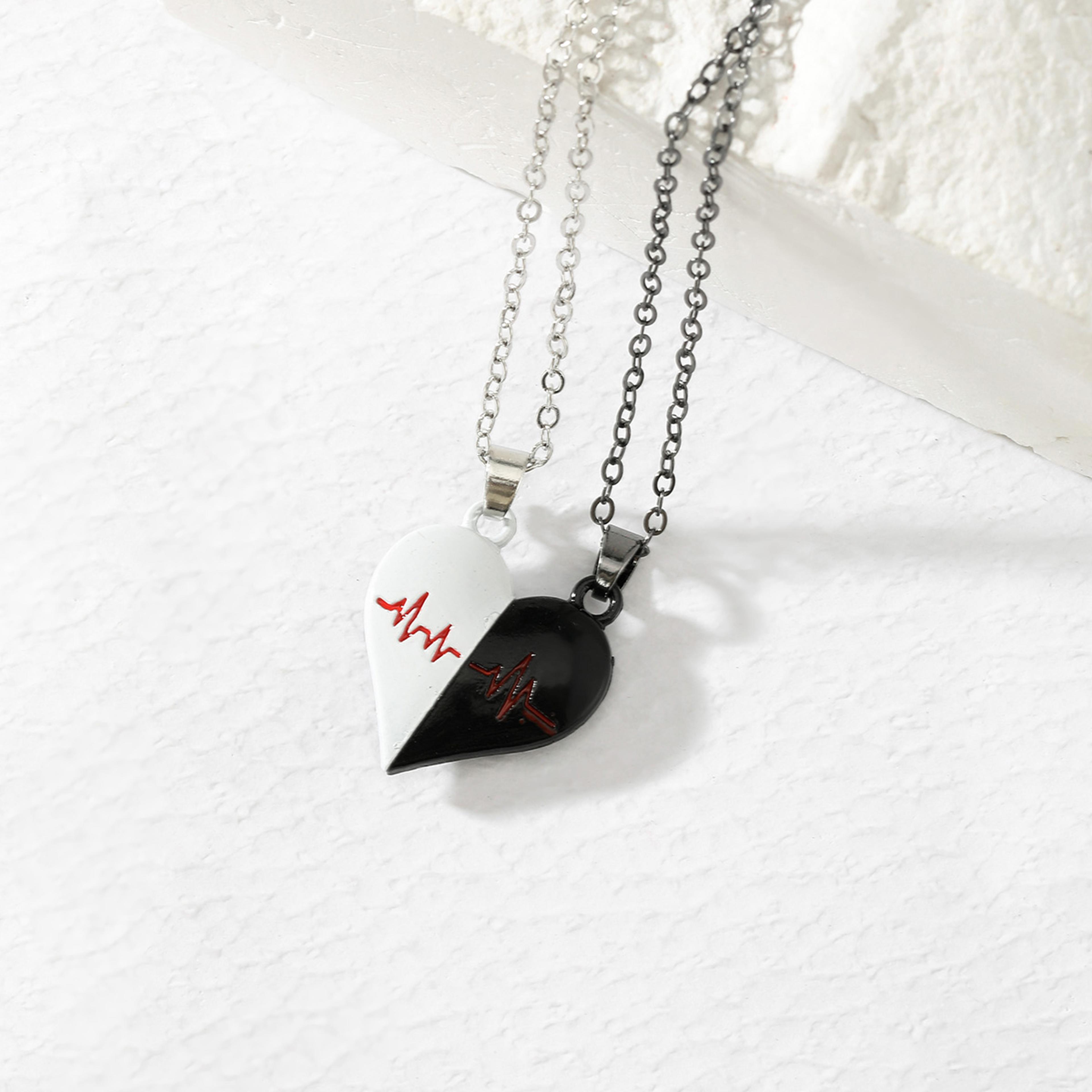 Heart Shaped Couple Necklace Key And Lock Fashionable Creative Magnetic Necklace Romantic Valentine 5