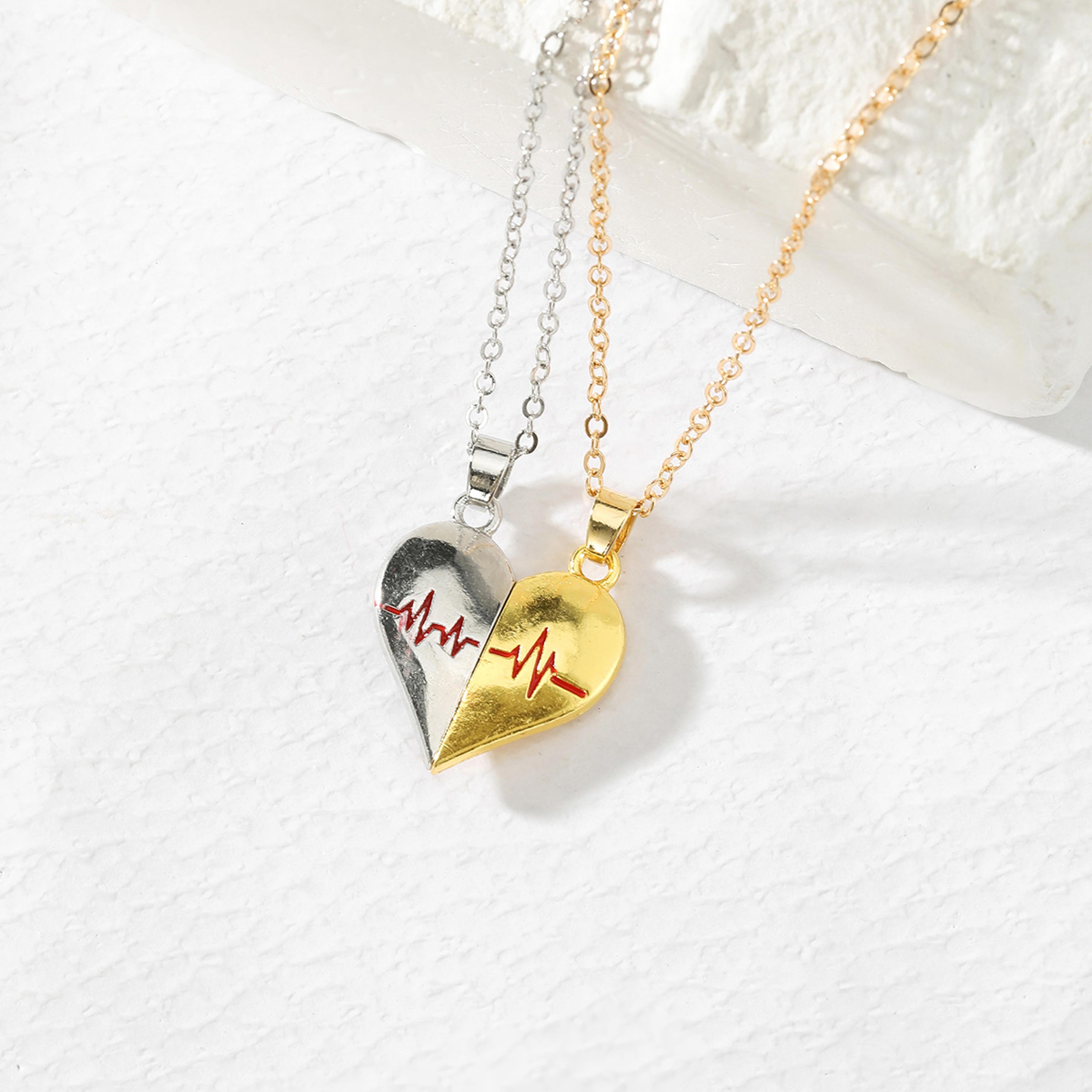 Heart Shaped Couple Necklace Key And Lock Fashionable Creative Magnetic Necklace Romantic Valentine 6