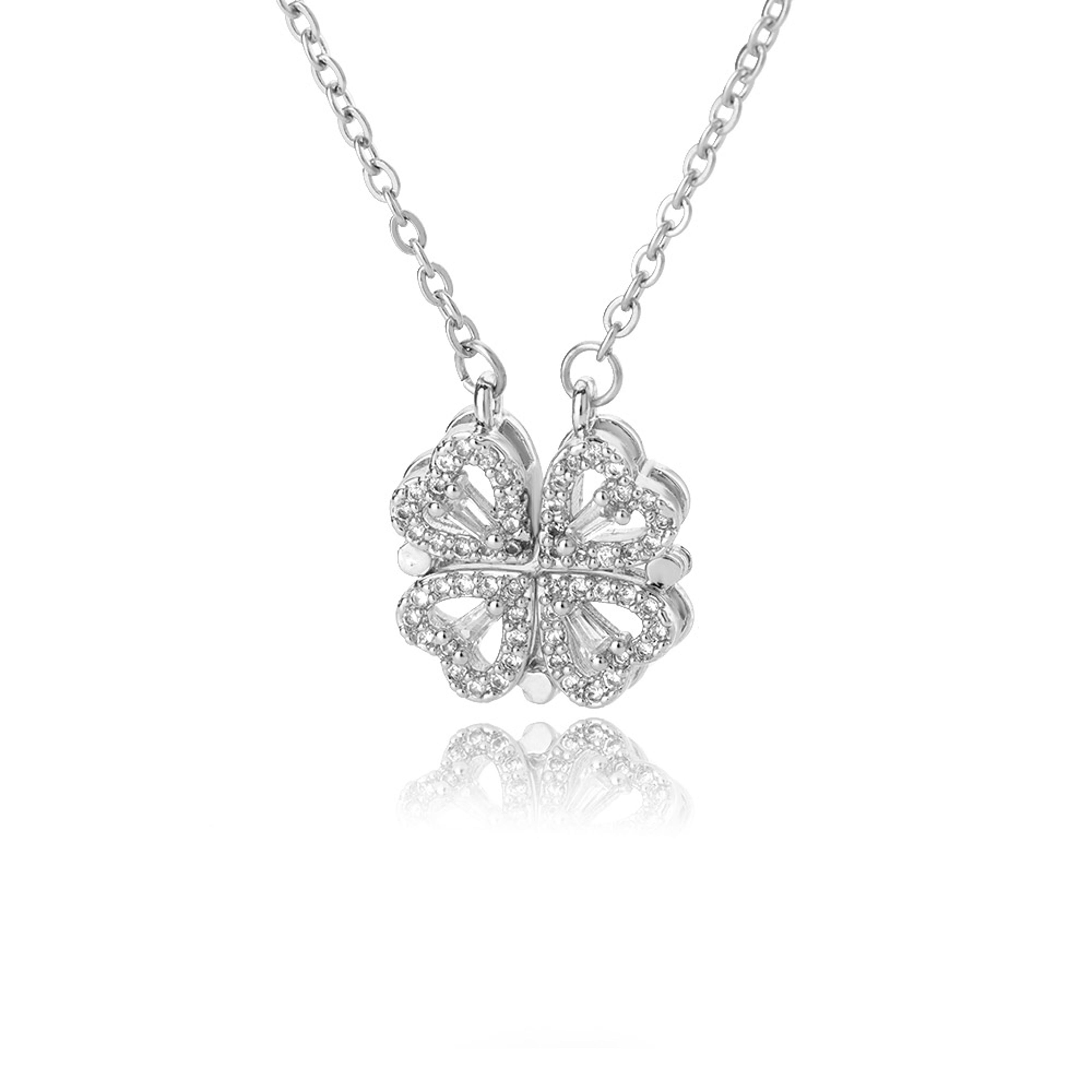 Stainless Steel Heart Necklaces Magnetic Four Love Hearts Necklace Clavicle Chain Choker For Women  7