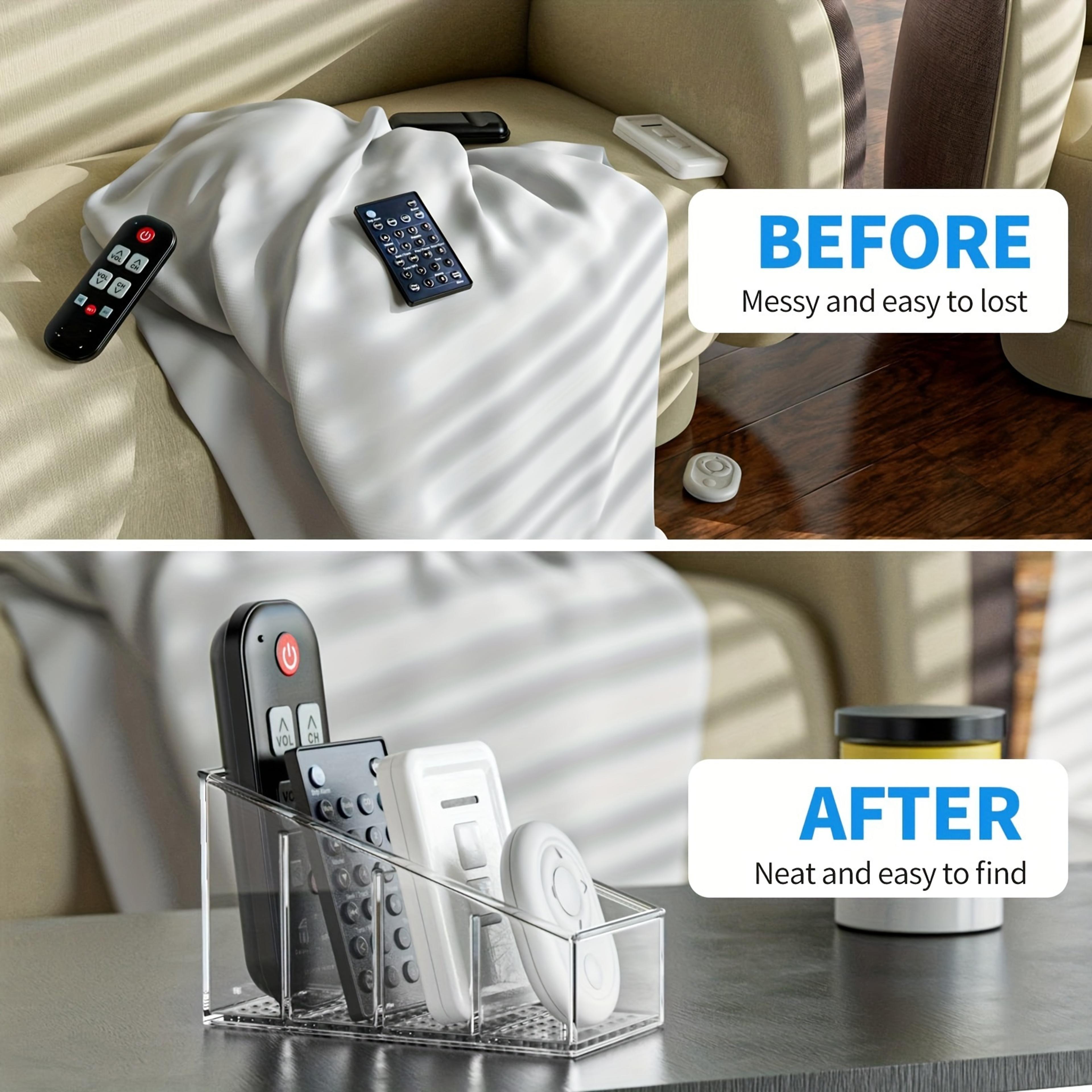 Desk Organizer With Compartments Clear Plastic Remote Control Holder For Home And Office Use 2