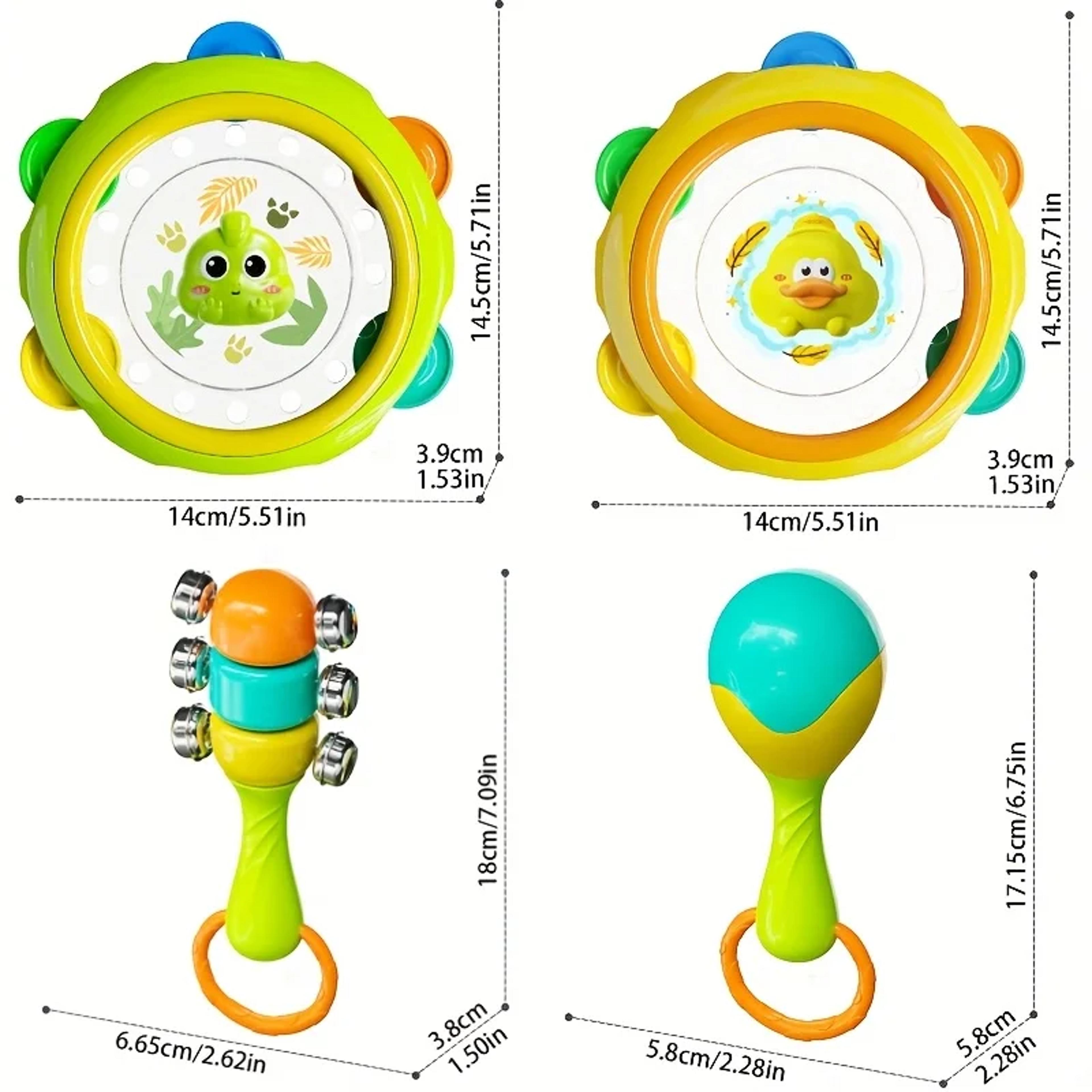 Vibrant Yellow And Green Musical Hand Drum And Bell Set Perfect For Christmas And Halloween Gifts 7