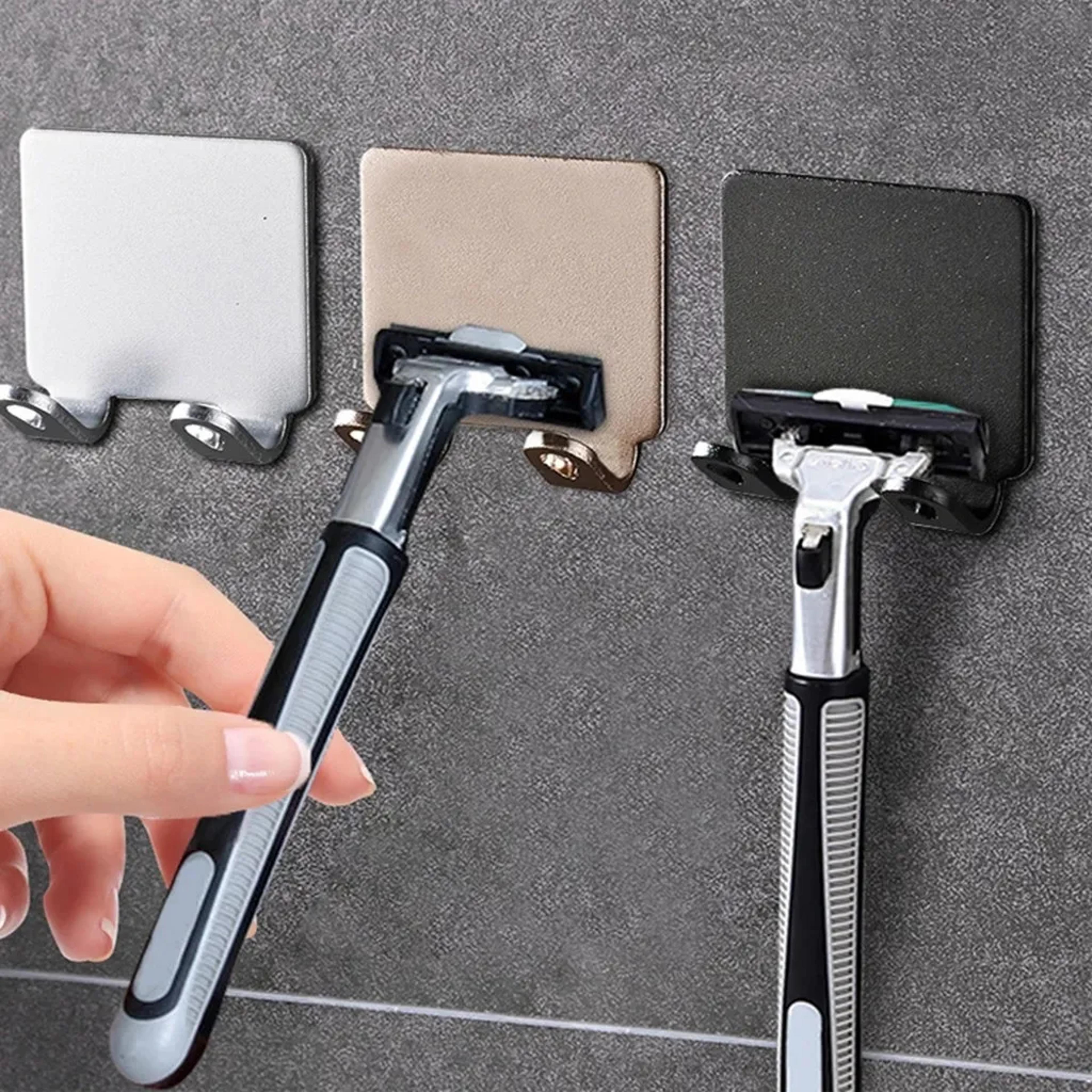 stainless steel razor holder for bathroom storage hook wall mounted men shaving shaver shelf punch free razor rack