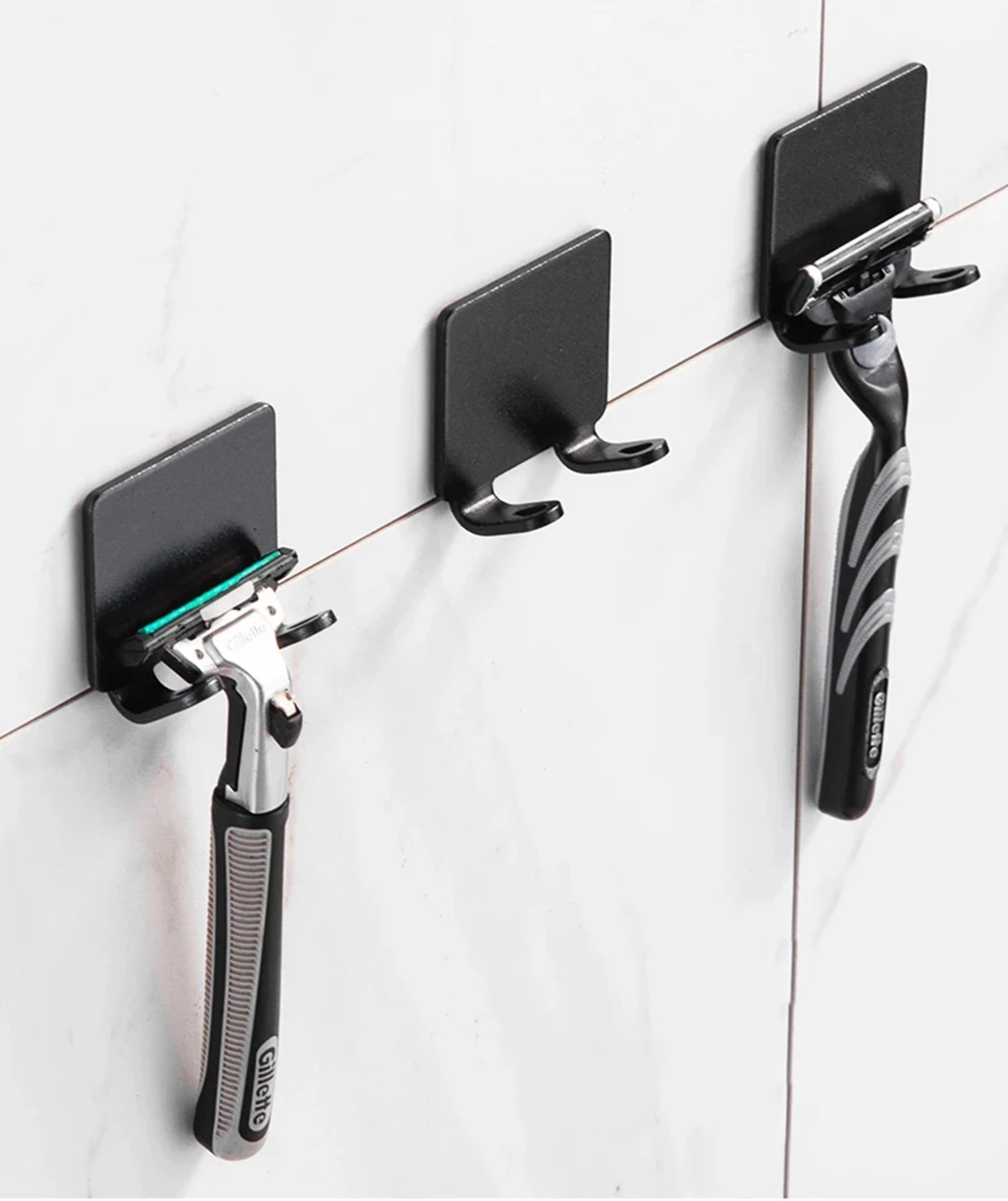 Stainless Steel Razor Holder For Bathroom Storage Hook Wall Mounted Men Shaving Shaver Shelf Punch  2