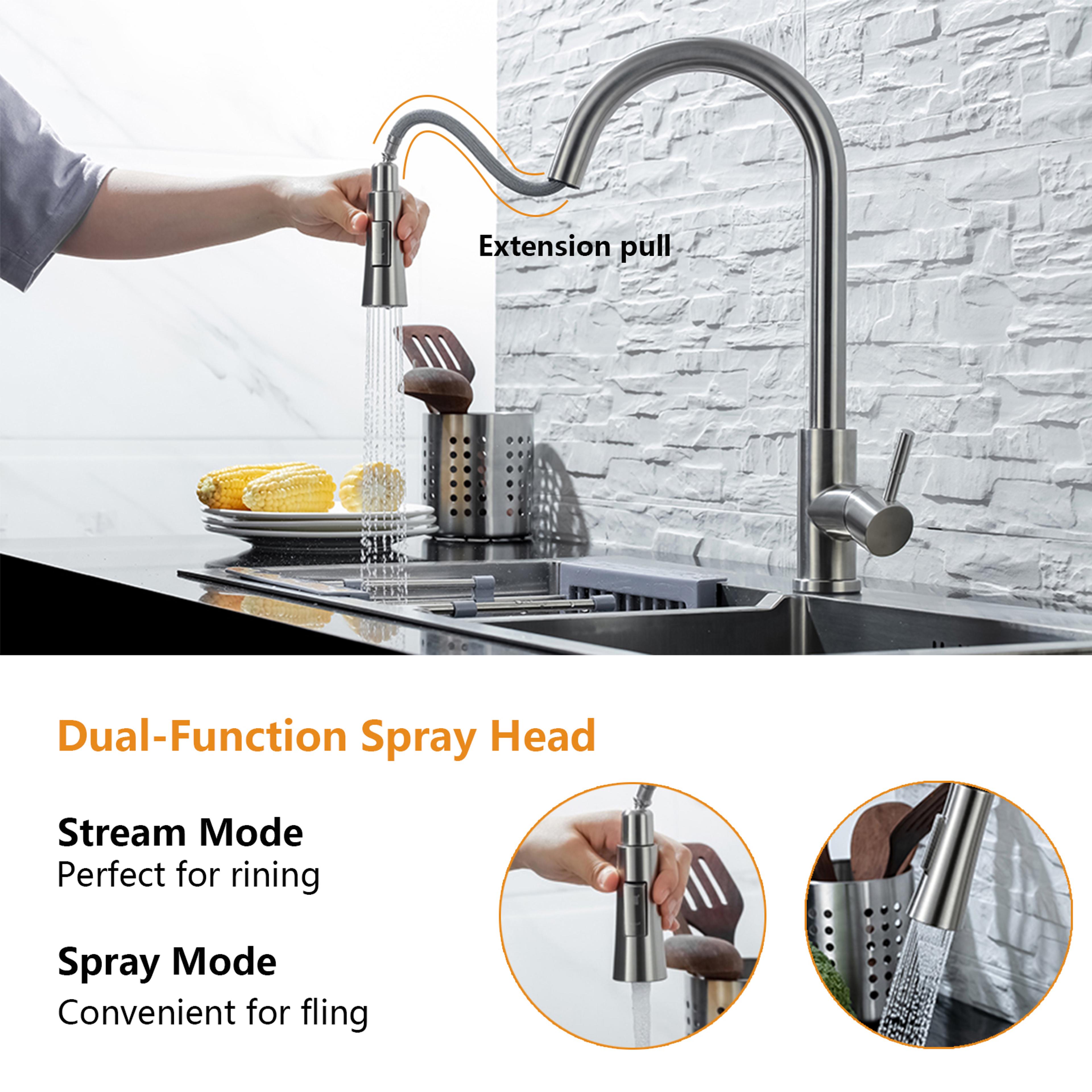 Smart Touch Kitchen Faucet Pull Out Brushed Nickel Black Sensor Stainless Steel Induction Mixed Tap 3