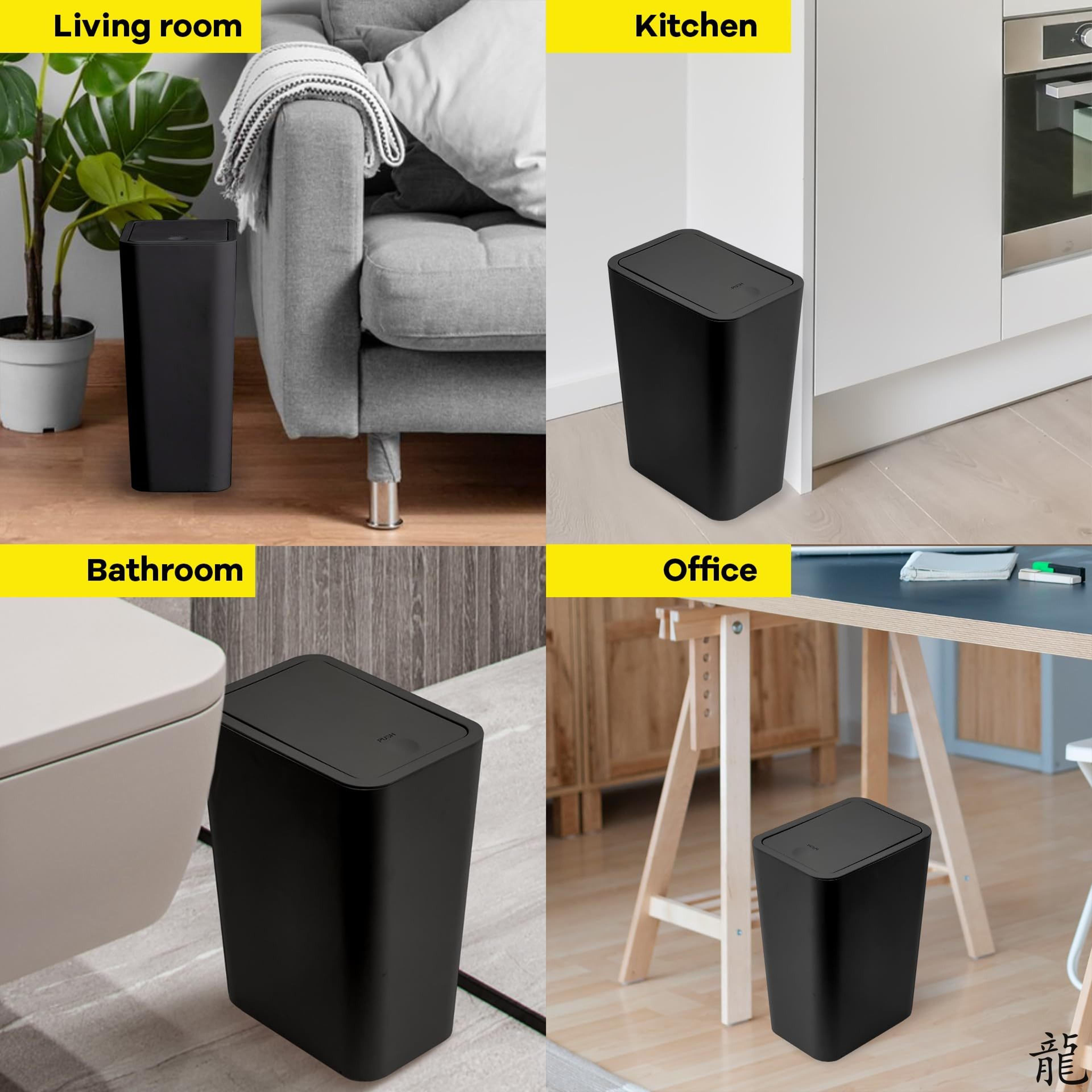 Bathroom Trash Can Garbage Can With Press Top Lid For Toilet Bedroom Living Room Plastic Wastebaske 3