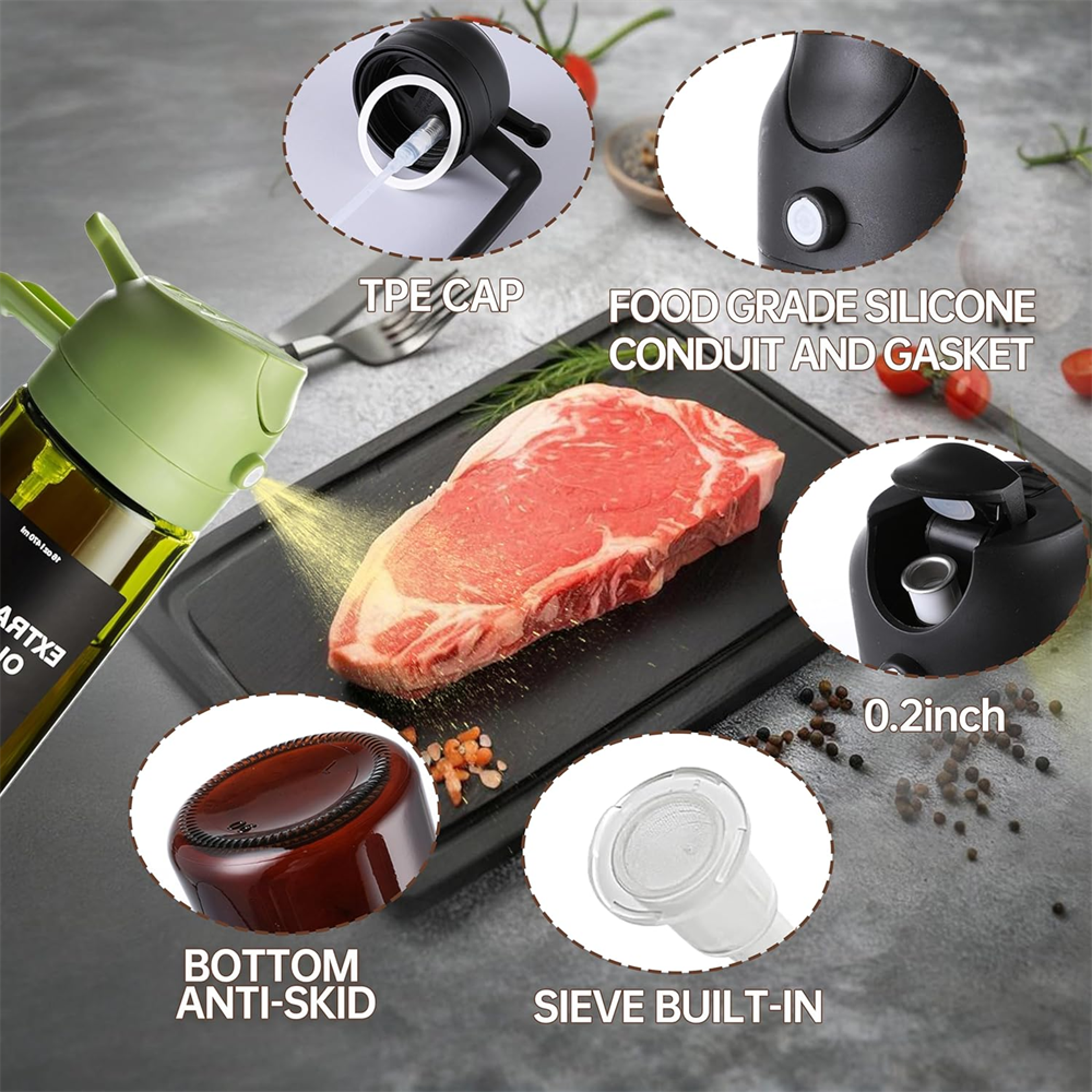 Olive Oil Dispenser And Oil Spray Bottle Oil Sprayer For Cooking Thick Glass Spray Bottle 2
