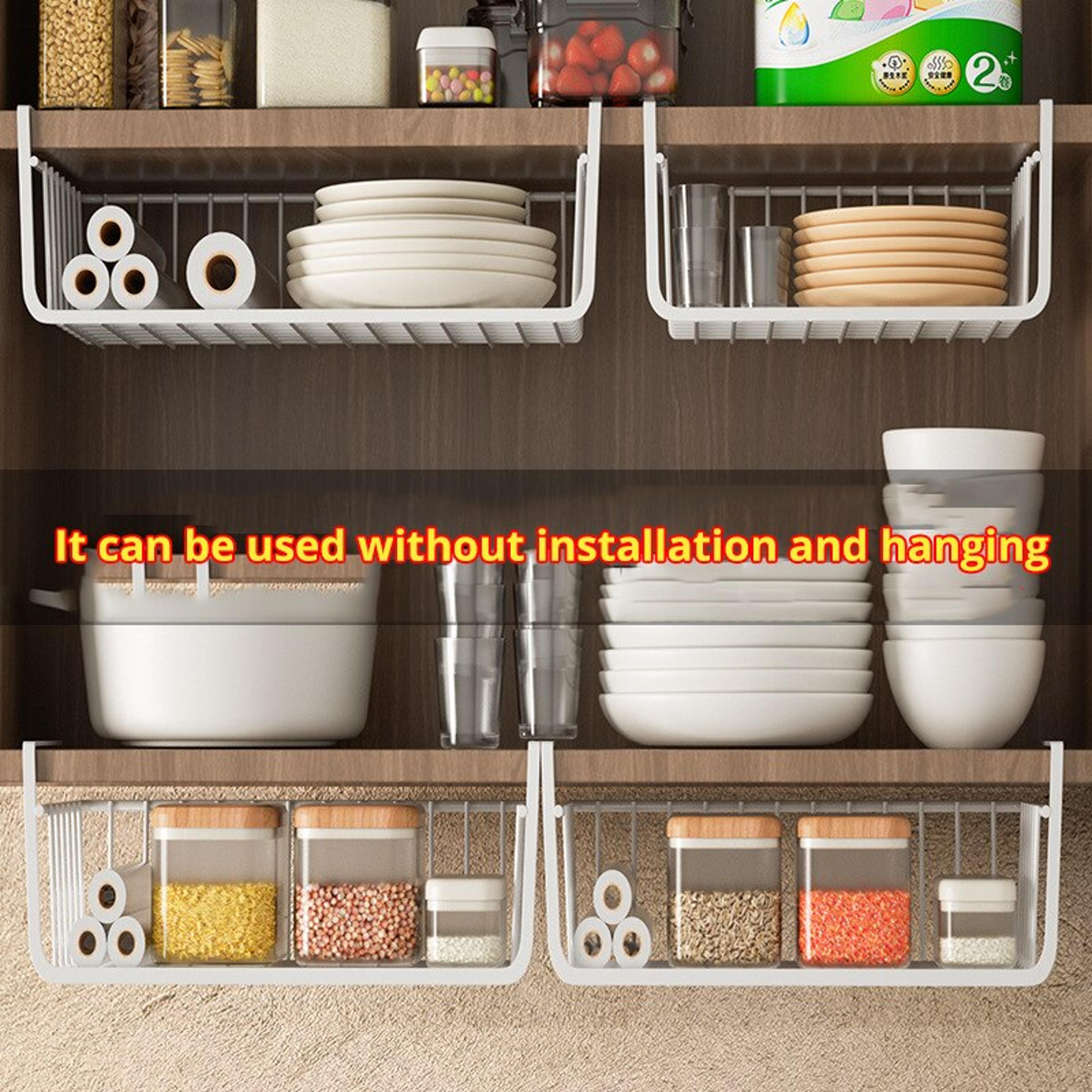 Hanging Iron Net Basket For Storage Large Capacity Under Cabinet Wall Basket Kitchen Tools Organize 3