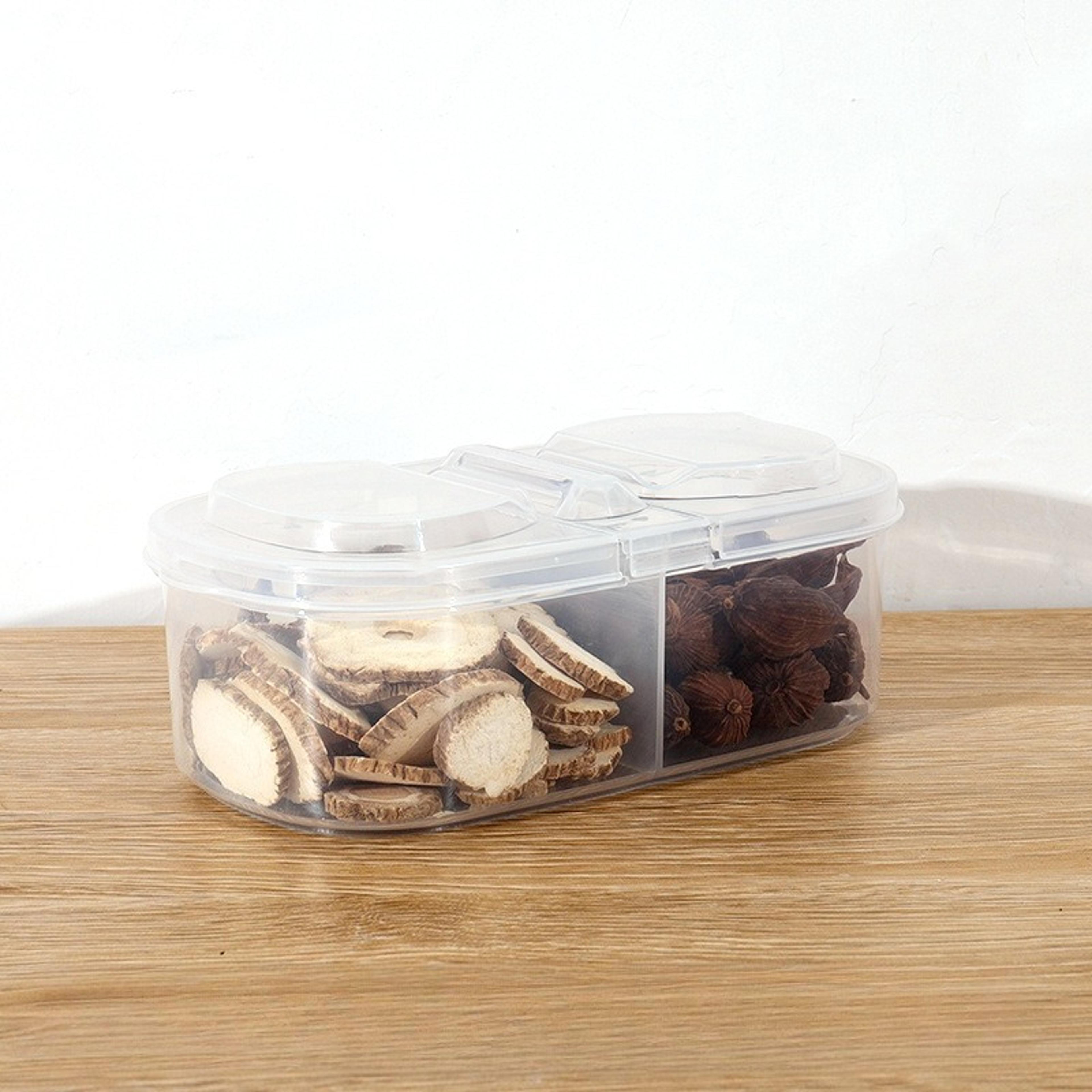 Reusable Dual Compartment Food Storage Container Plastic Sealed For Spices Lunch Herbs Kitchen Camp 6
