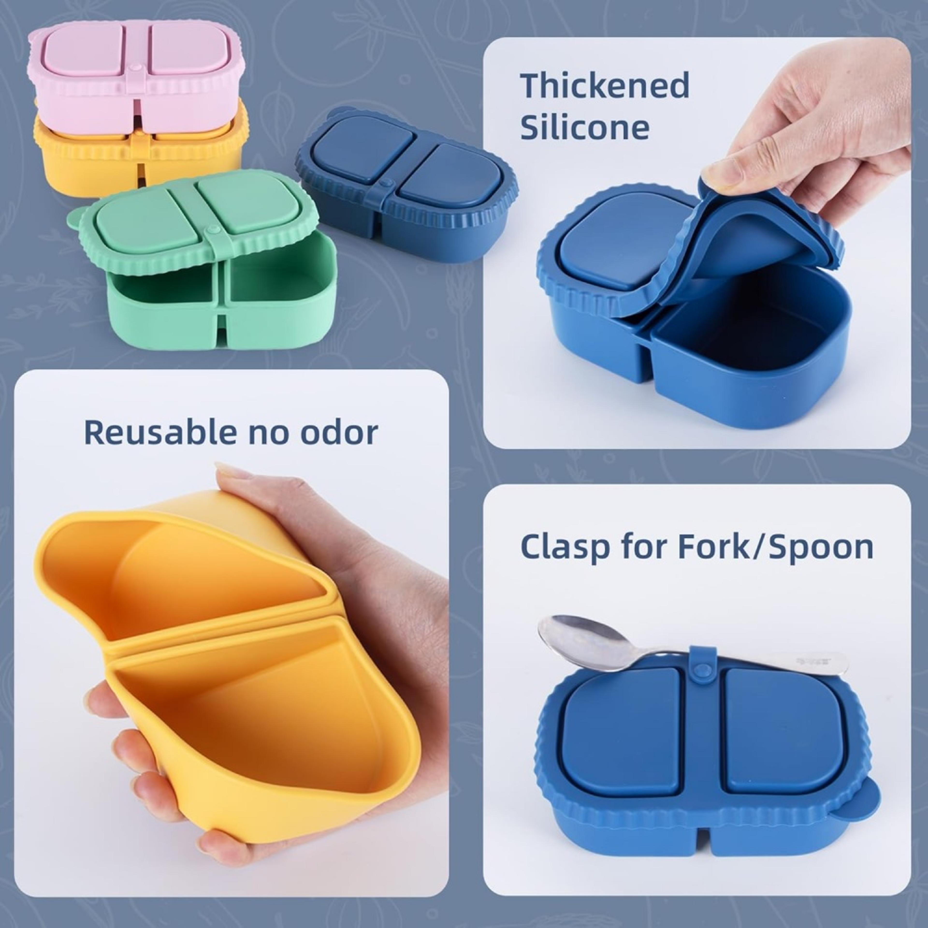 Double Compartment Snackle Box Leakproof Sauce Salad Box Premium Silicone Reusable Snack Containers 3