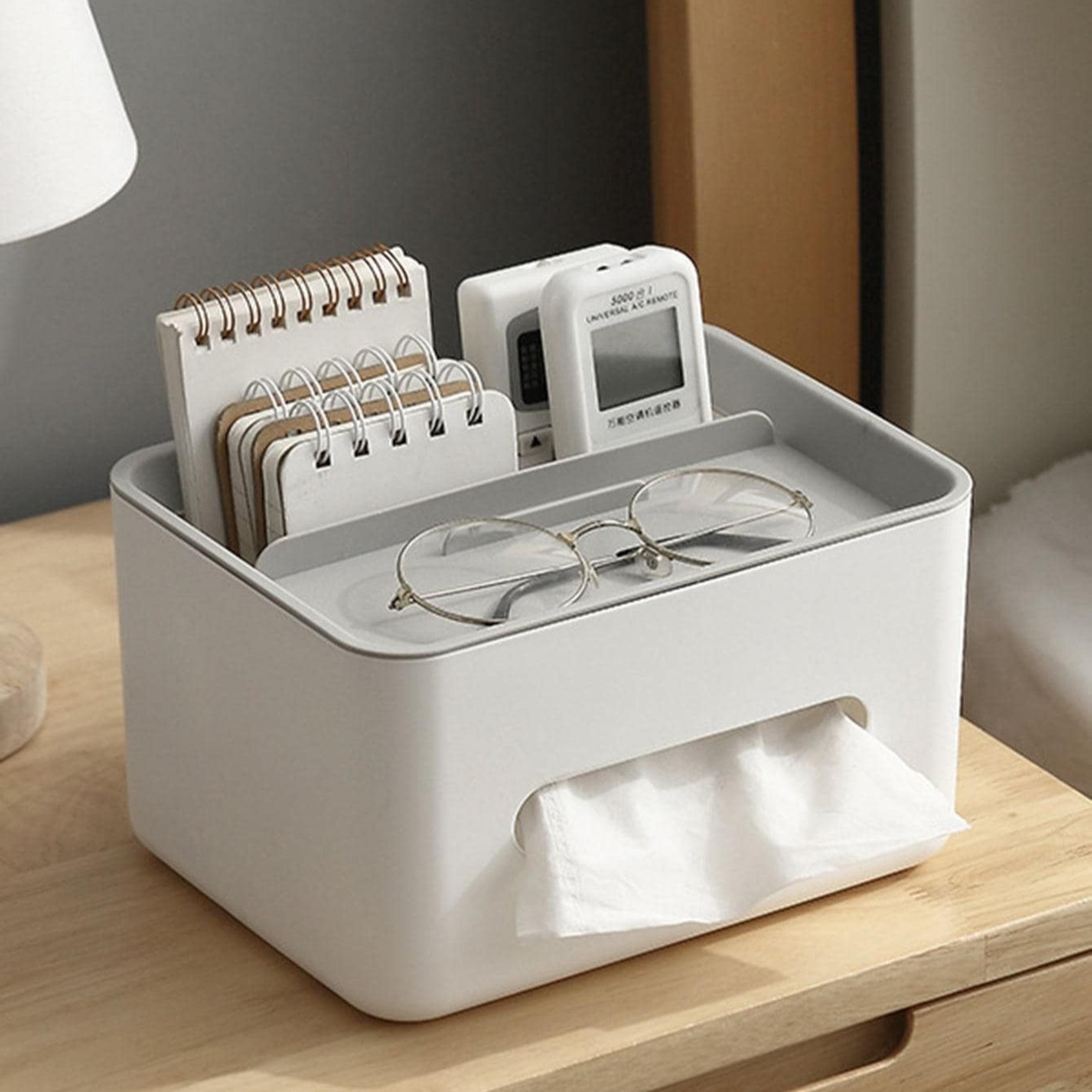 Compact Gray Multifunctional Tissue Storage Box For Easy Storage 0