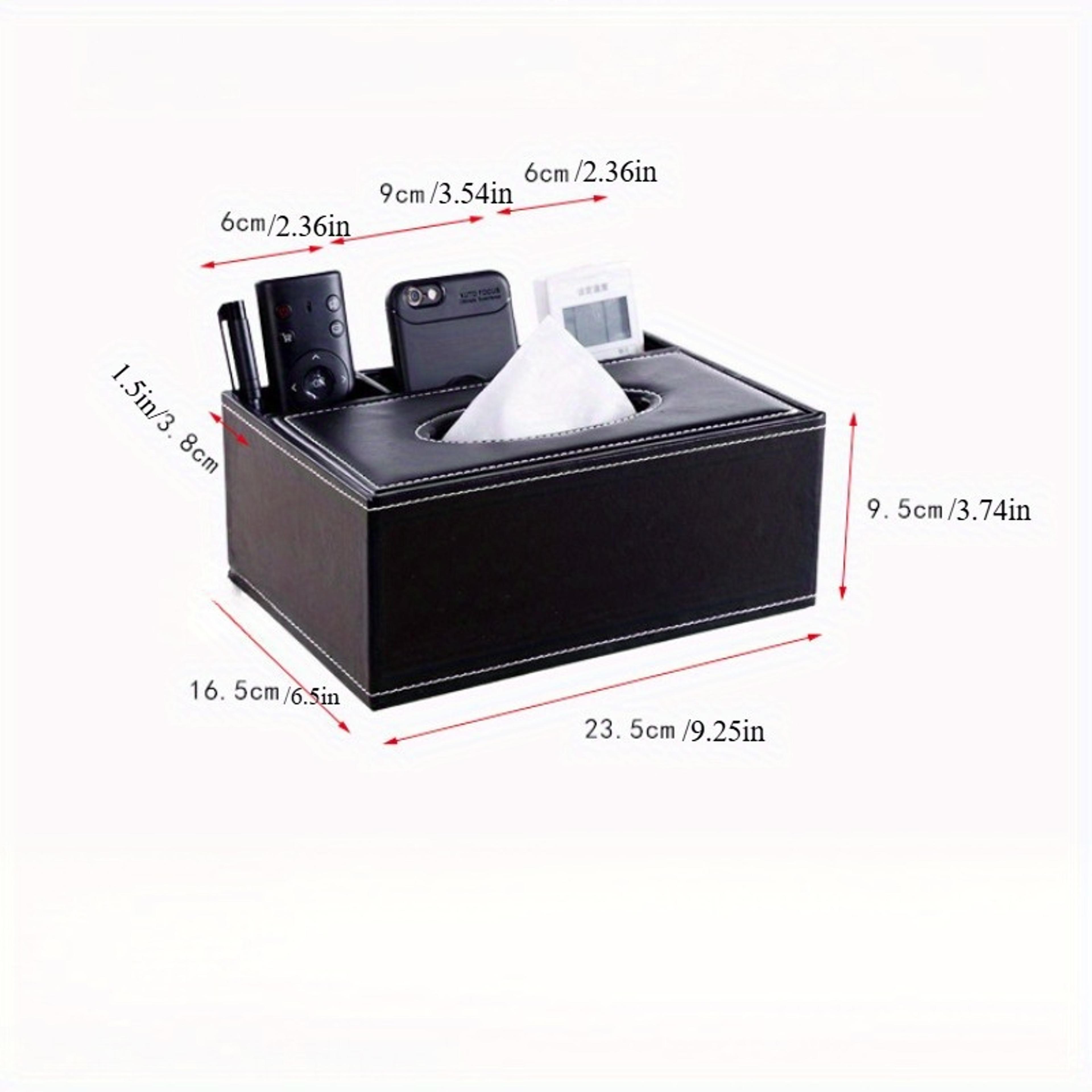 Stylish Living Room Decor Faux Leather Tissue Box Cover With Remote Holder Desktop Storage Organize 4