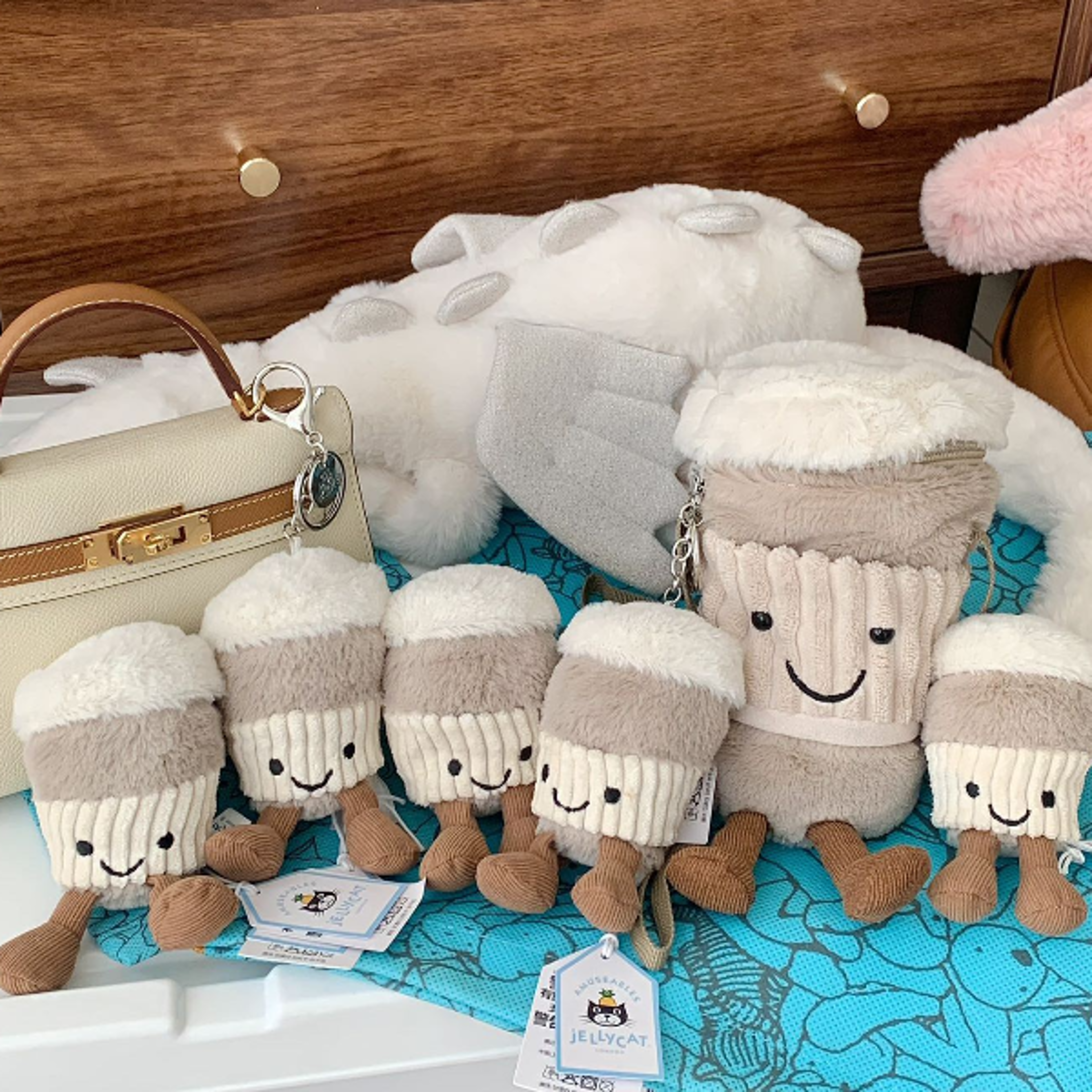 Cute Plush Toy Doll Coffee Cup Keychain Pendant Accompanying Bag Doll