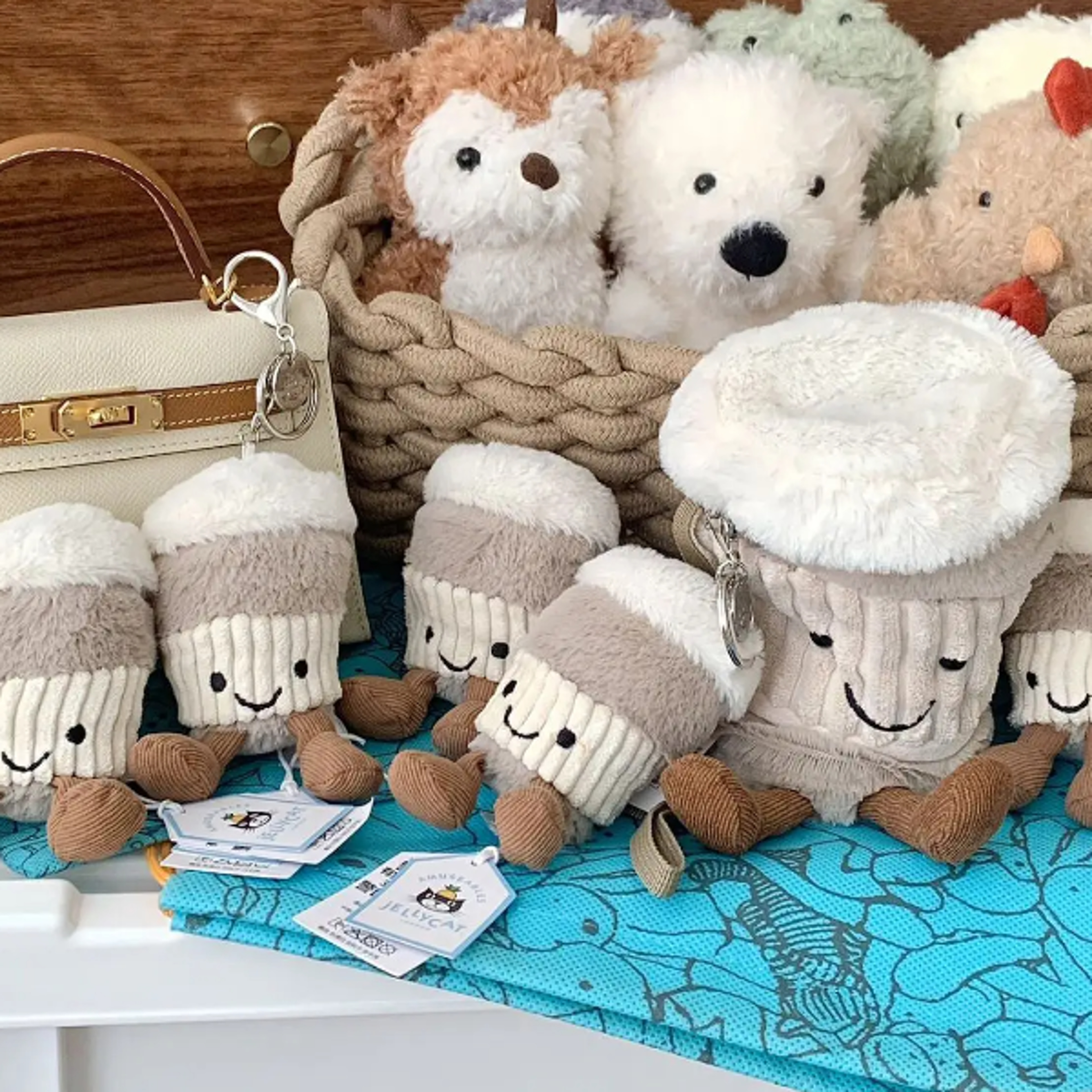 Cute Plush Toy Doll Coffee Cup Keychain Pendant Accompanying Bag Doll