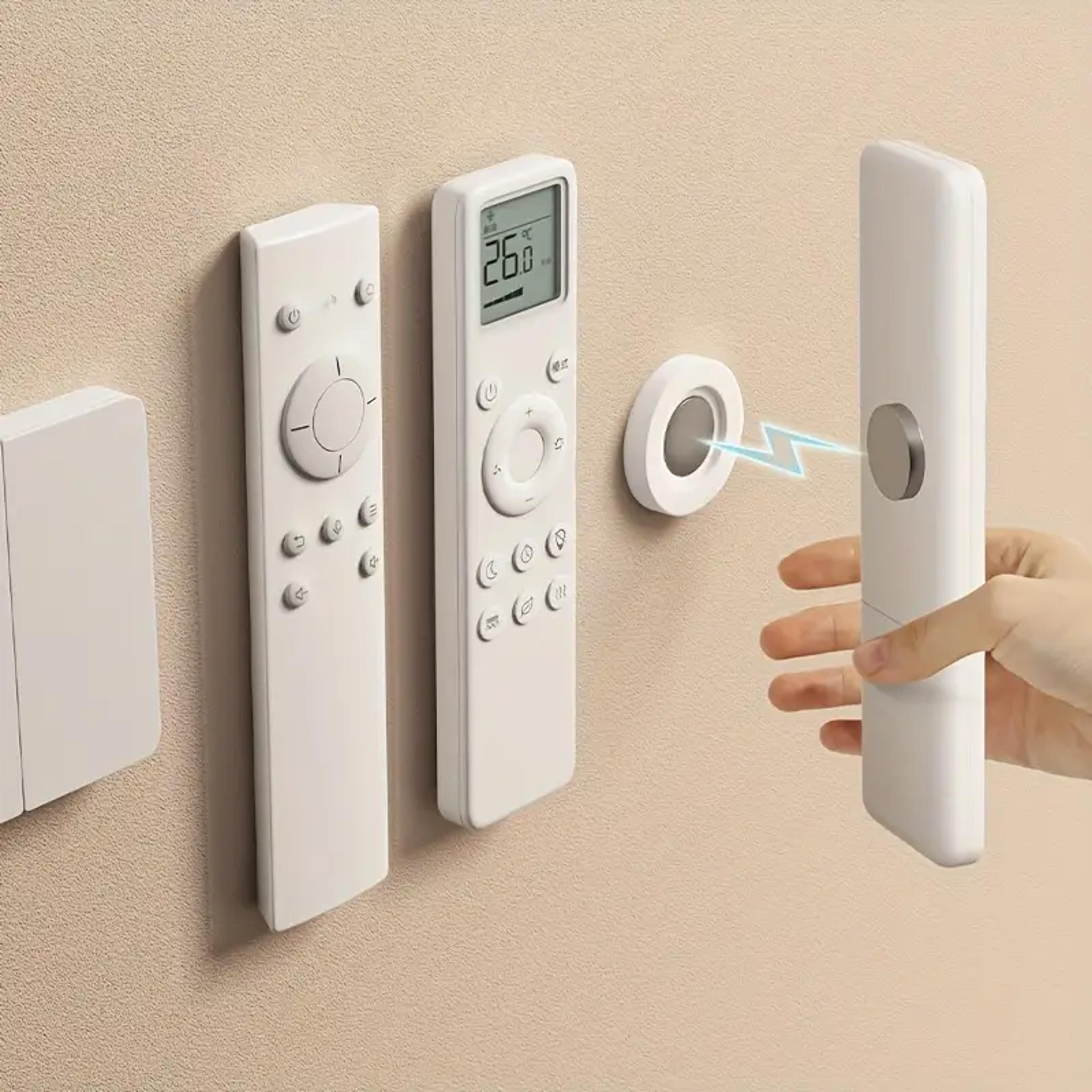 Magnetic Remote Control Holder Adhesive Wall Mount No Drilling For TV AC DVD Remotes White Space Sa 0