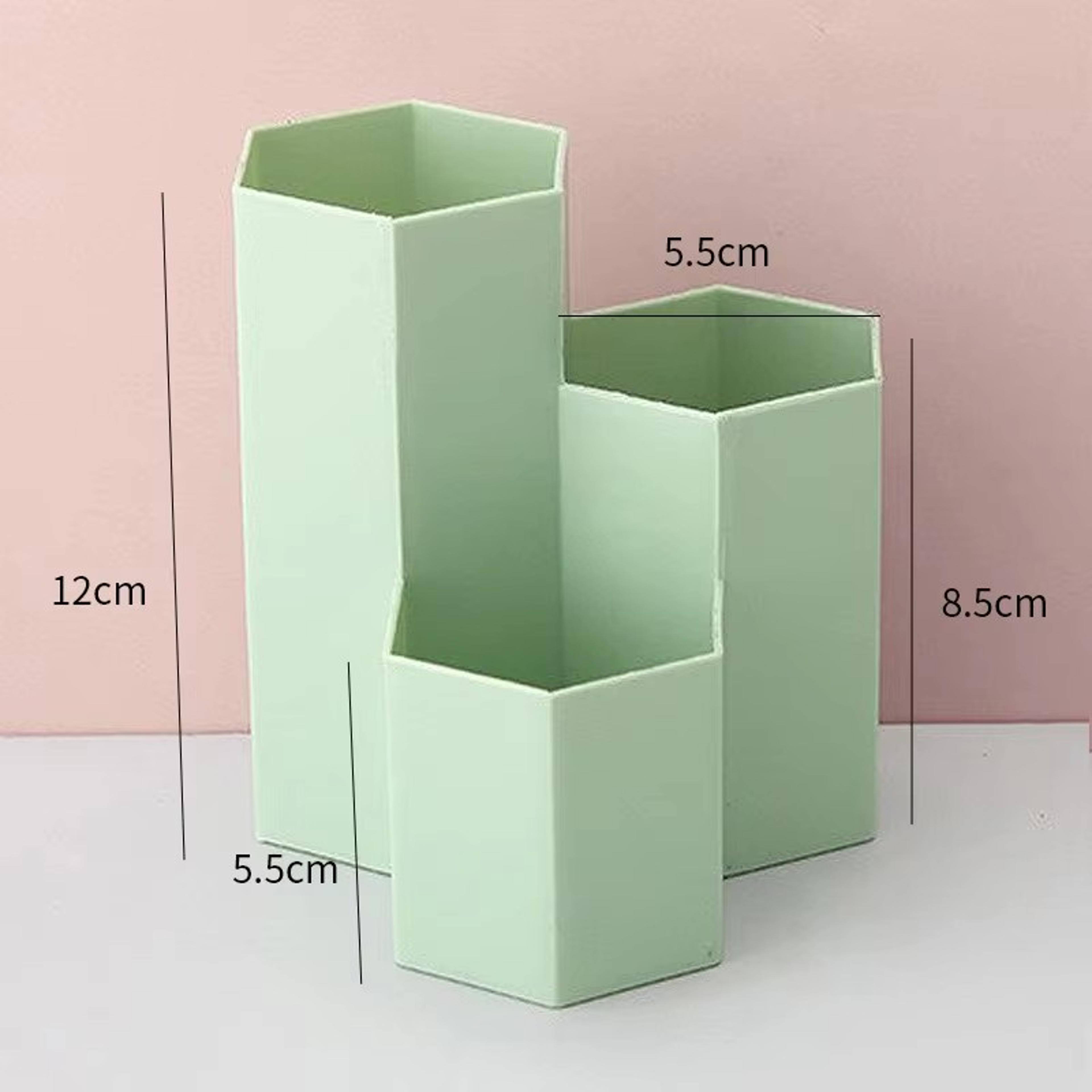 Multifunctional Desktop Storage Box Threegrid Pen Holder Makeup Brush Stationery 6