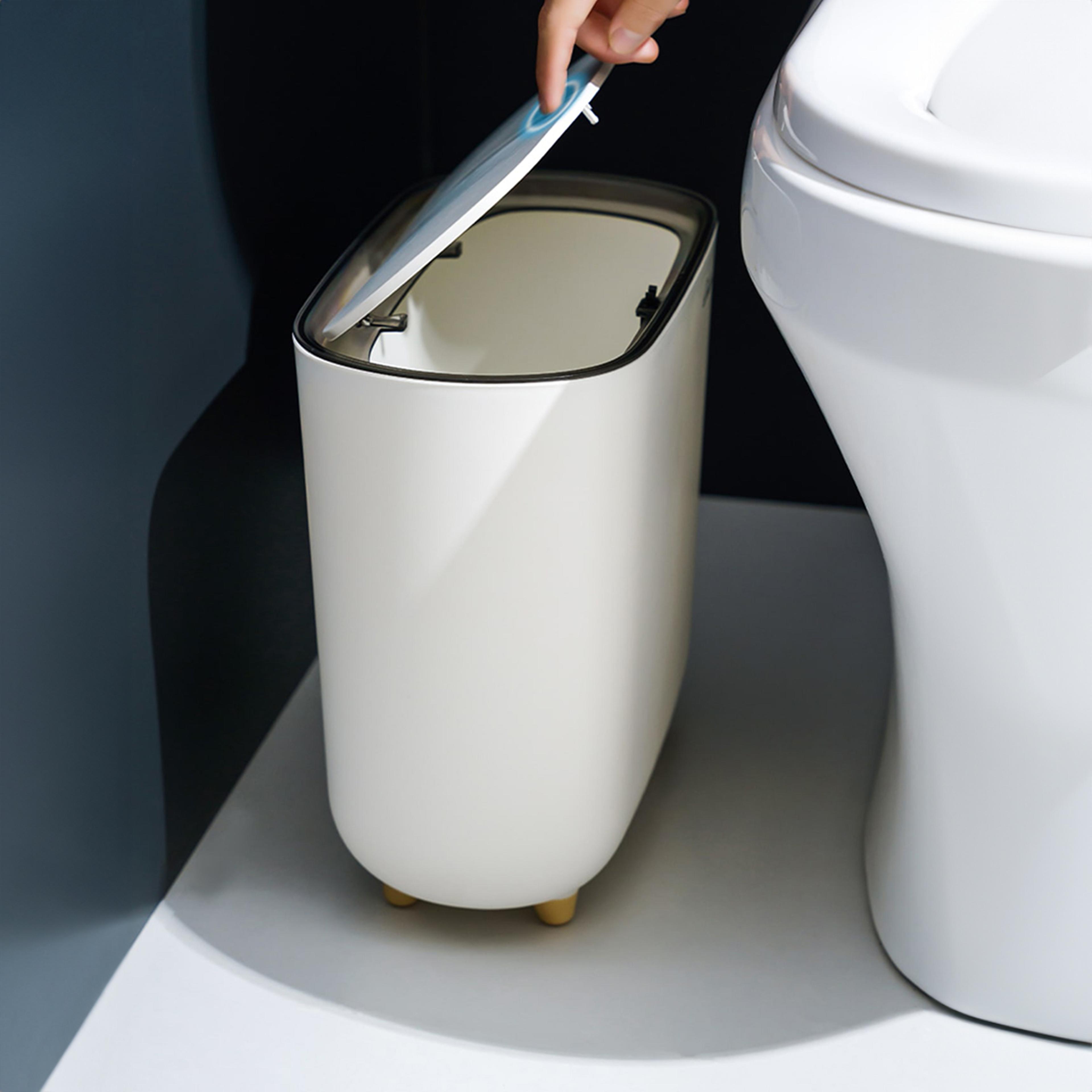 Bathroom Gap Narrow Shape Press Ring Trash Can With Lid For Garbage Sorting 3