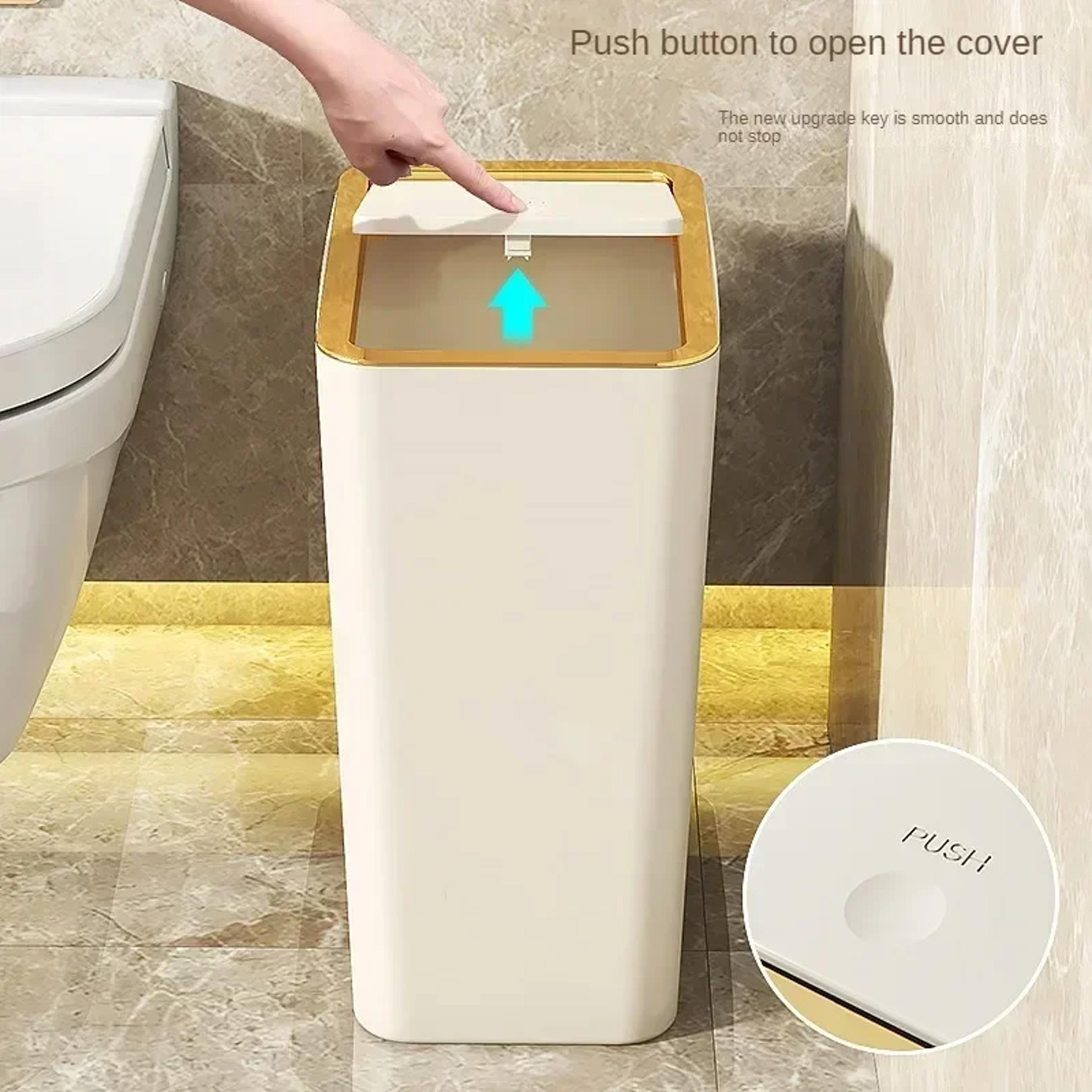 Plastic Wastebasket With Popup Lid Bathroom Trash Can Small Garbage Can For Toilet Bedroom Living R