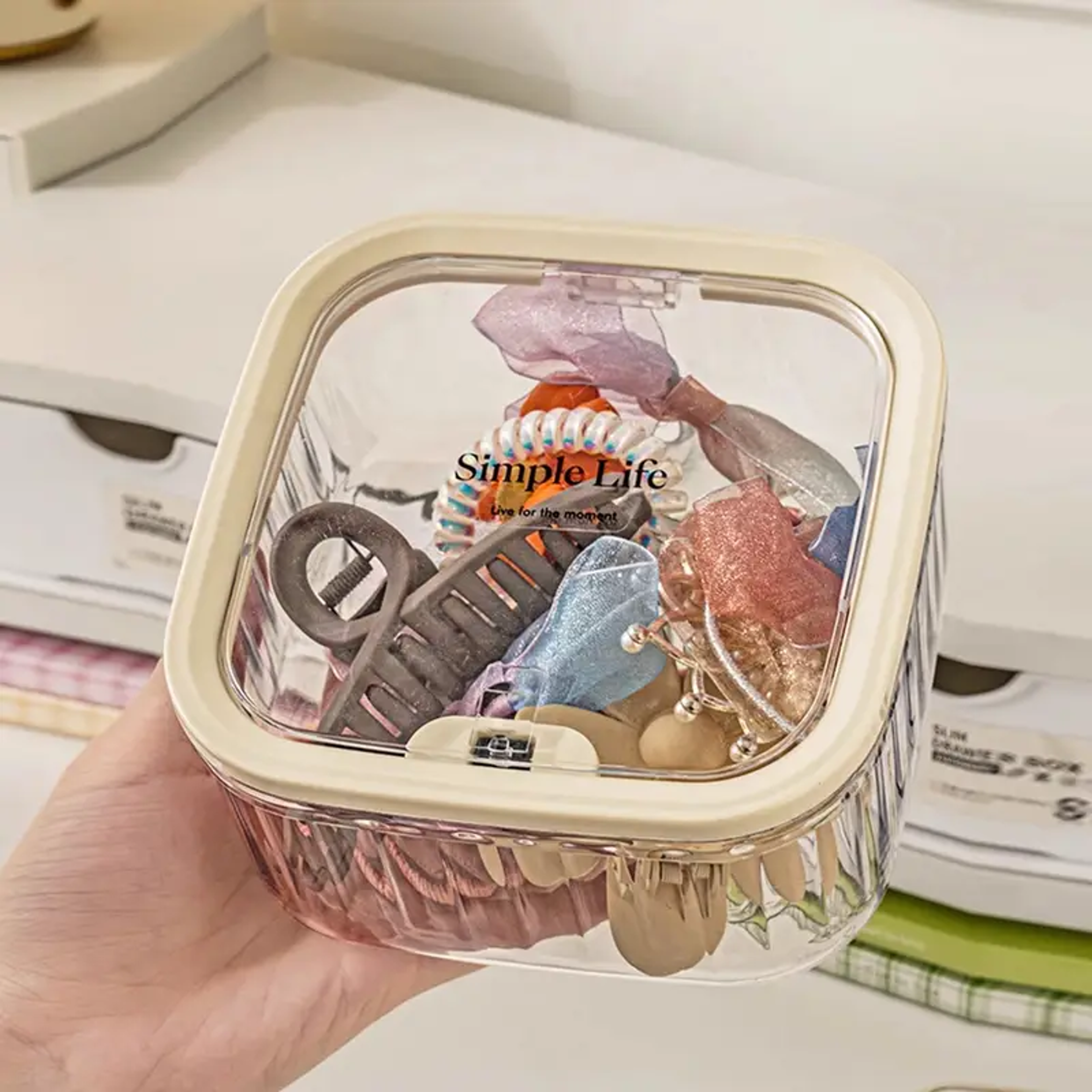 Transparent Desktop Storage Box Laundry Detergent Dispenser For Beads Stain Remover 5