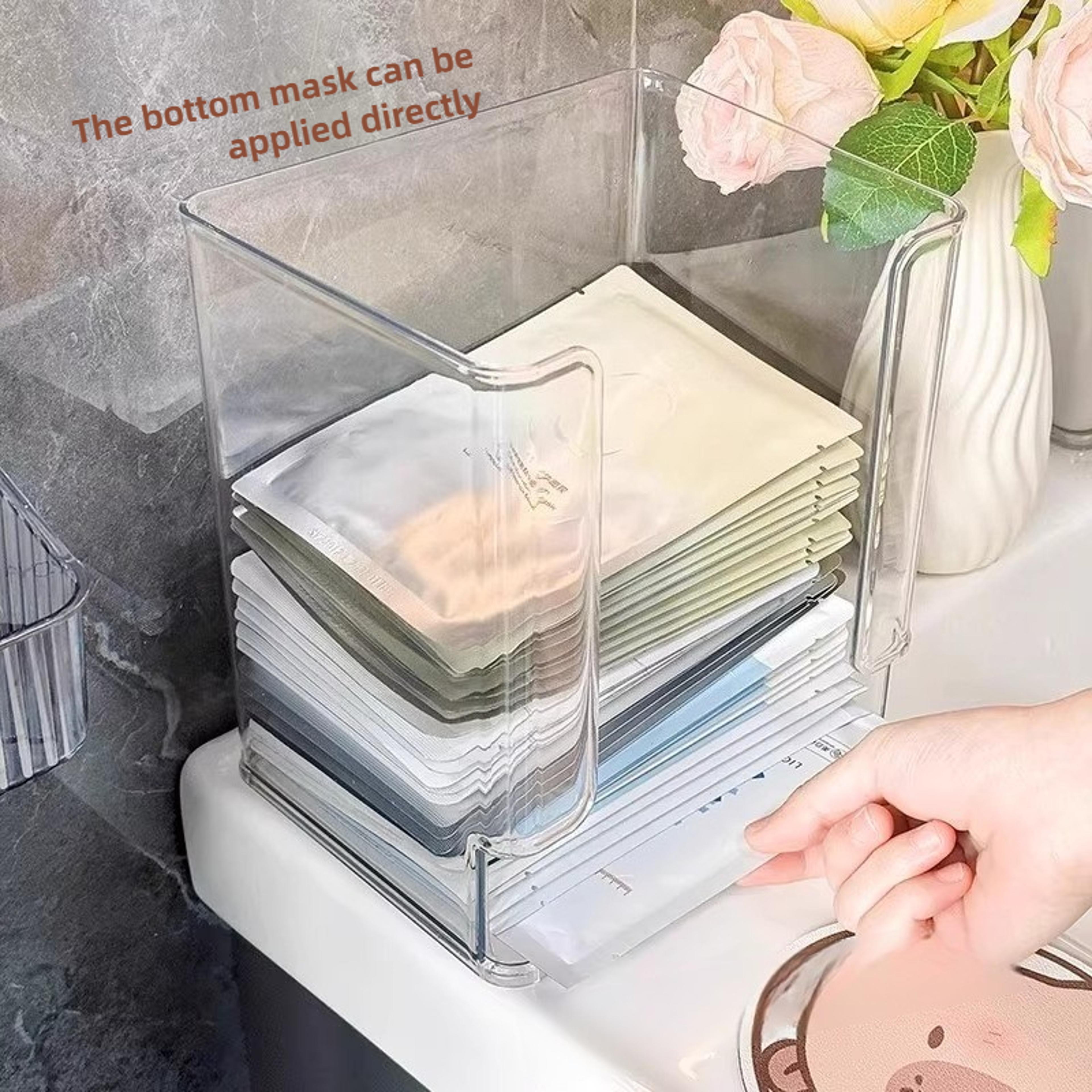 Large Capacity Transparent Organizer Acrylic Mask Storage Box Desktop Shelf For Skincare Cosmetics  4