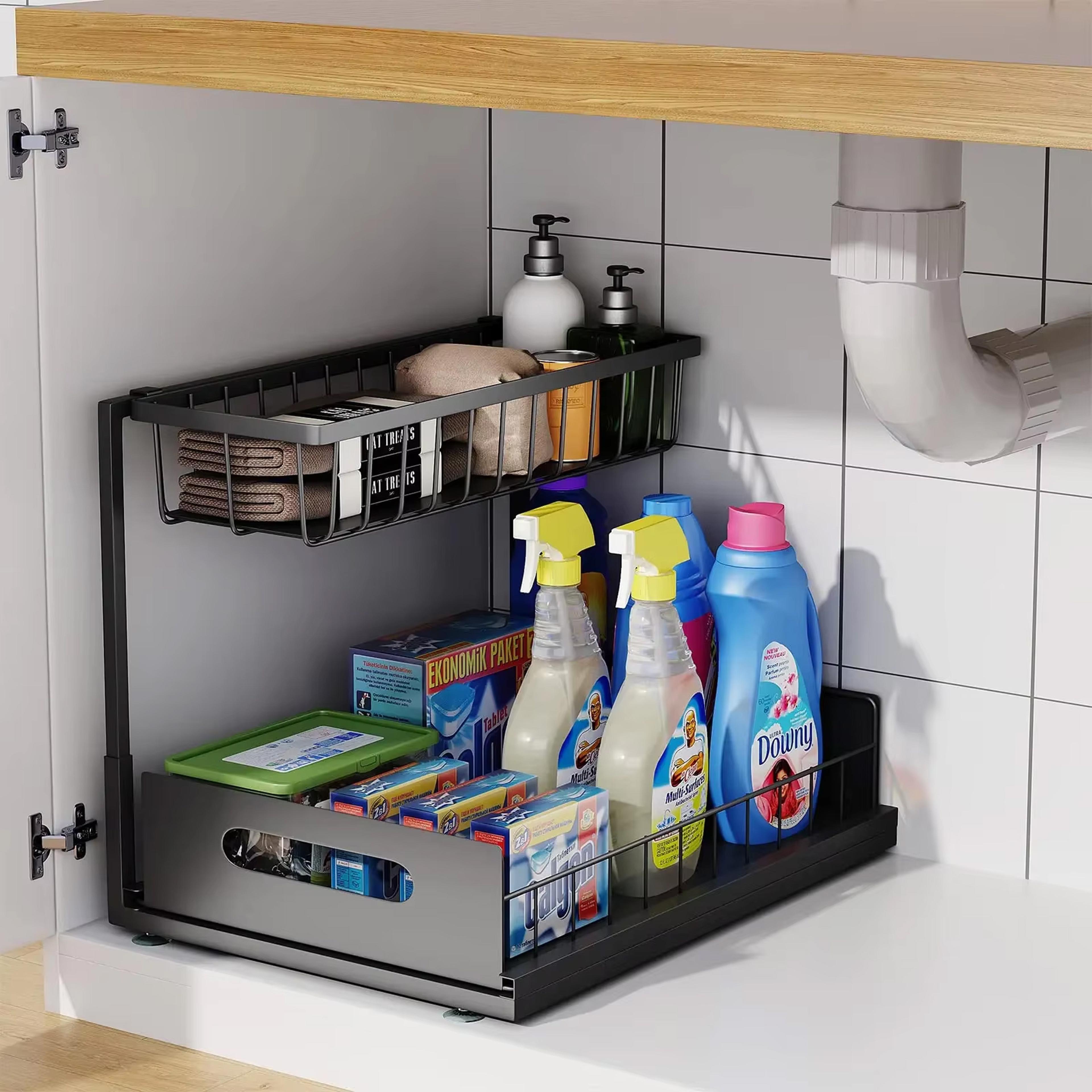 Drawer Pull Out Cabinet 2 Tier Under Sink Organizer Sliding Basket MultiPurpose Sink Storage For Ba 0