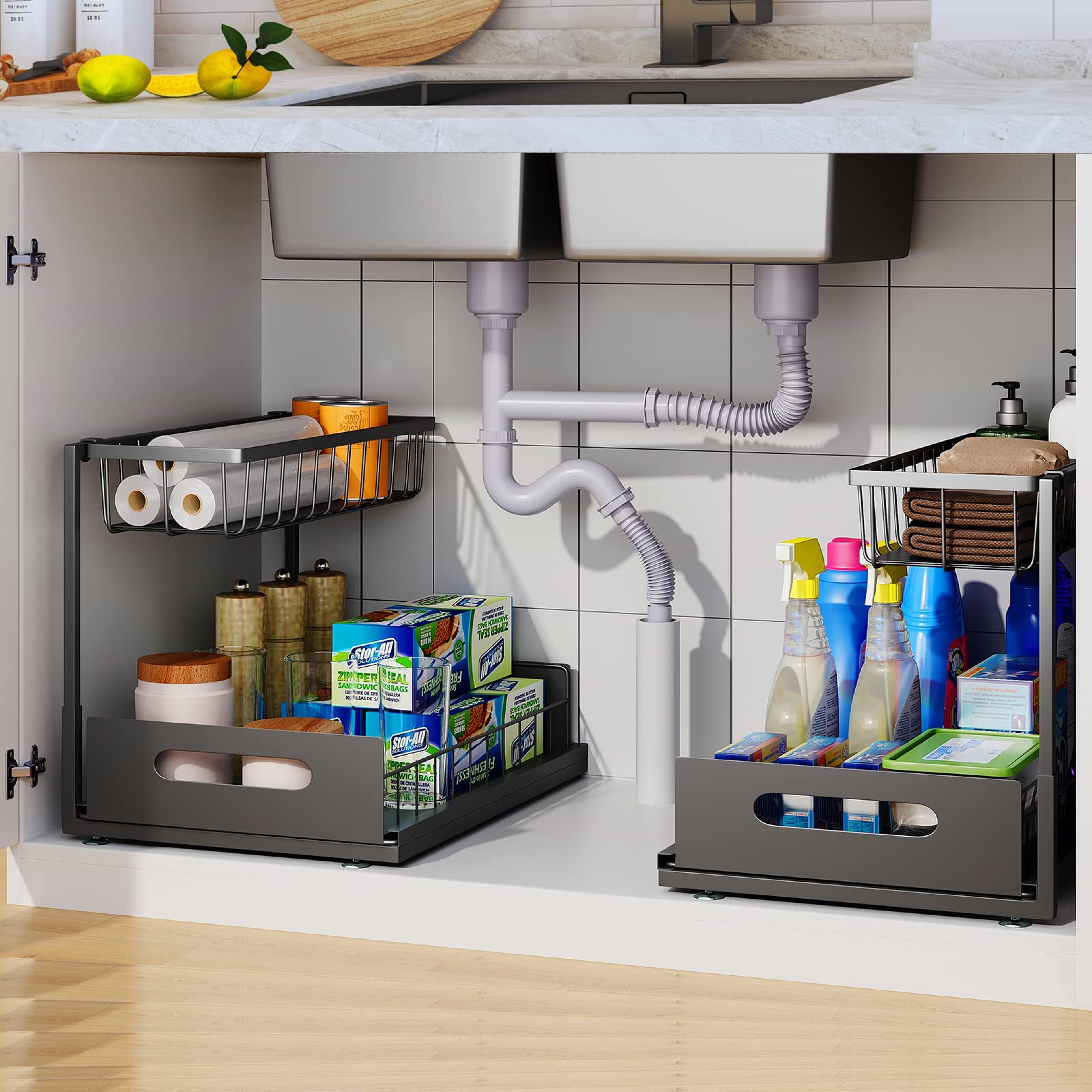 Drawer Pull Out Cabinet 2 Tier Under Sink Organizer Sliding Basket MultiPurpose Sink Storage For Ba 3