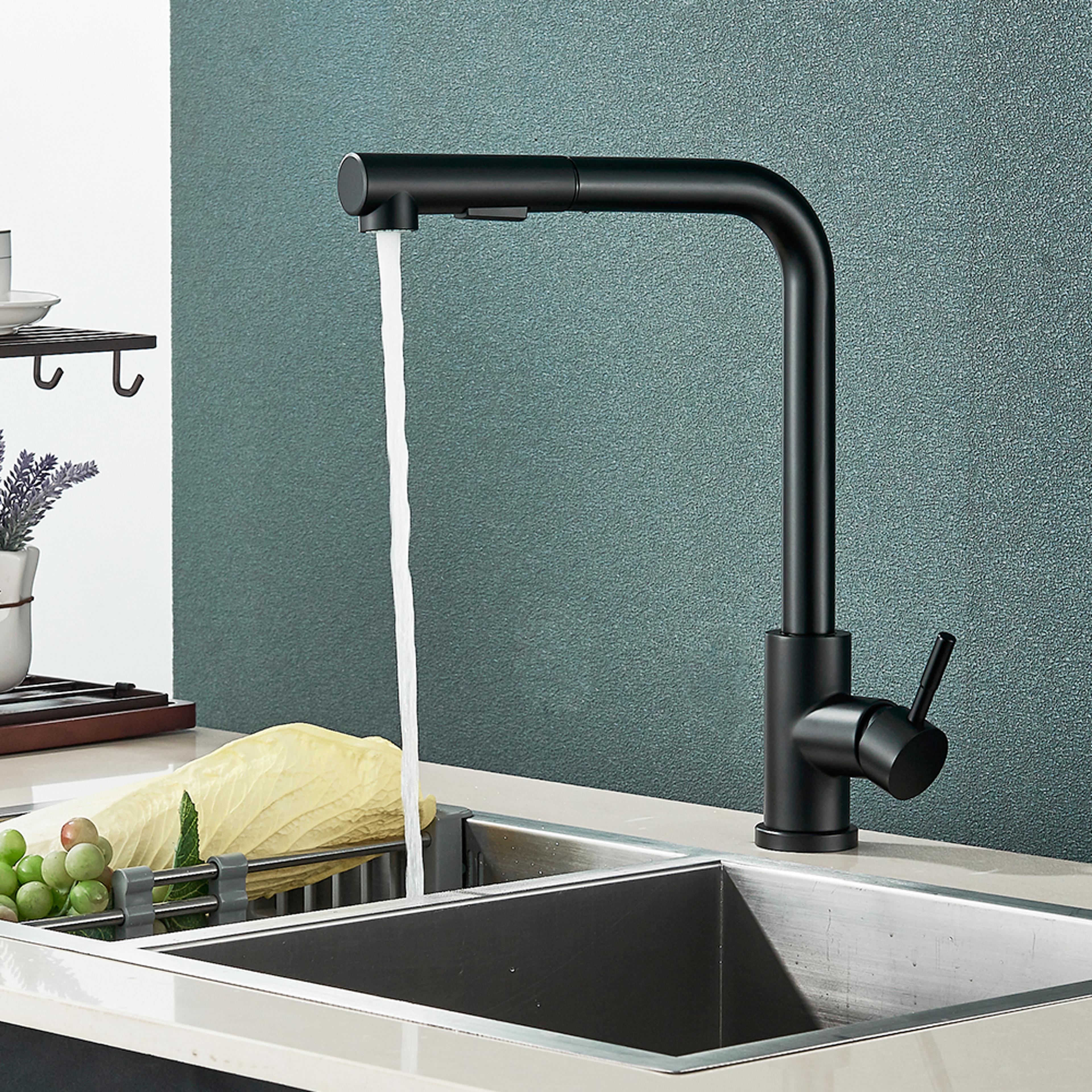Stainless Steel Pull Out Kitchen Sink Faucet Hot Cold Water Mixer Tap With Two Mode Stream Sprayer  3