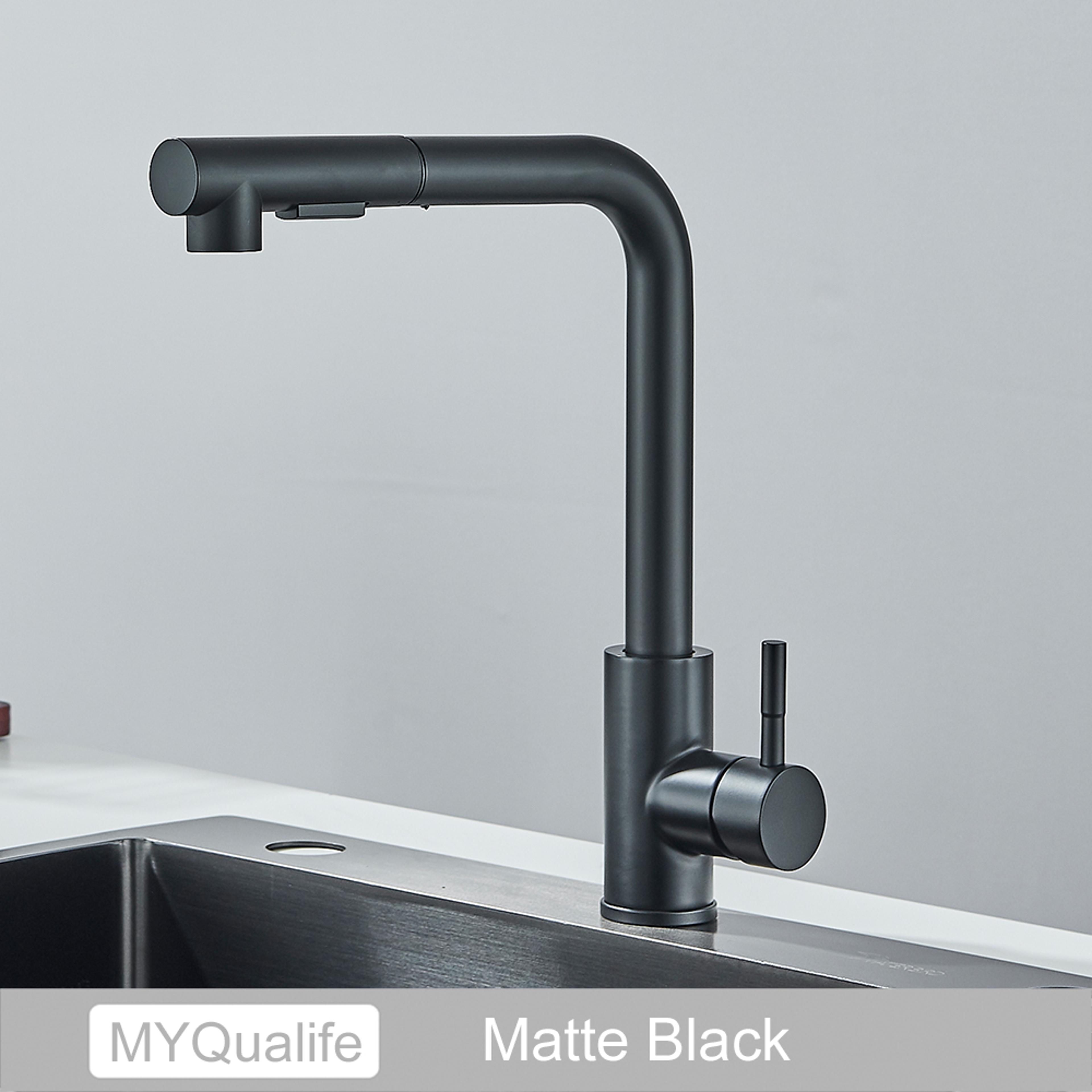 Stainless Steel Pull Out Kitchen Sink Faucet Hot Cold Water Mixer Tap With Two Mode Stream Sprayer  4