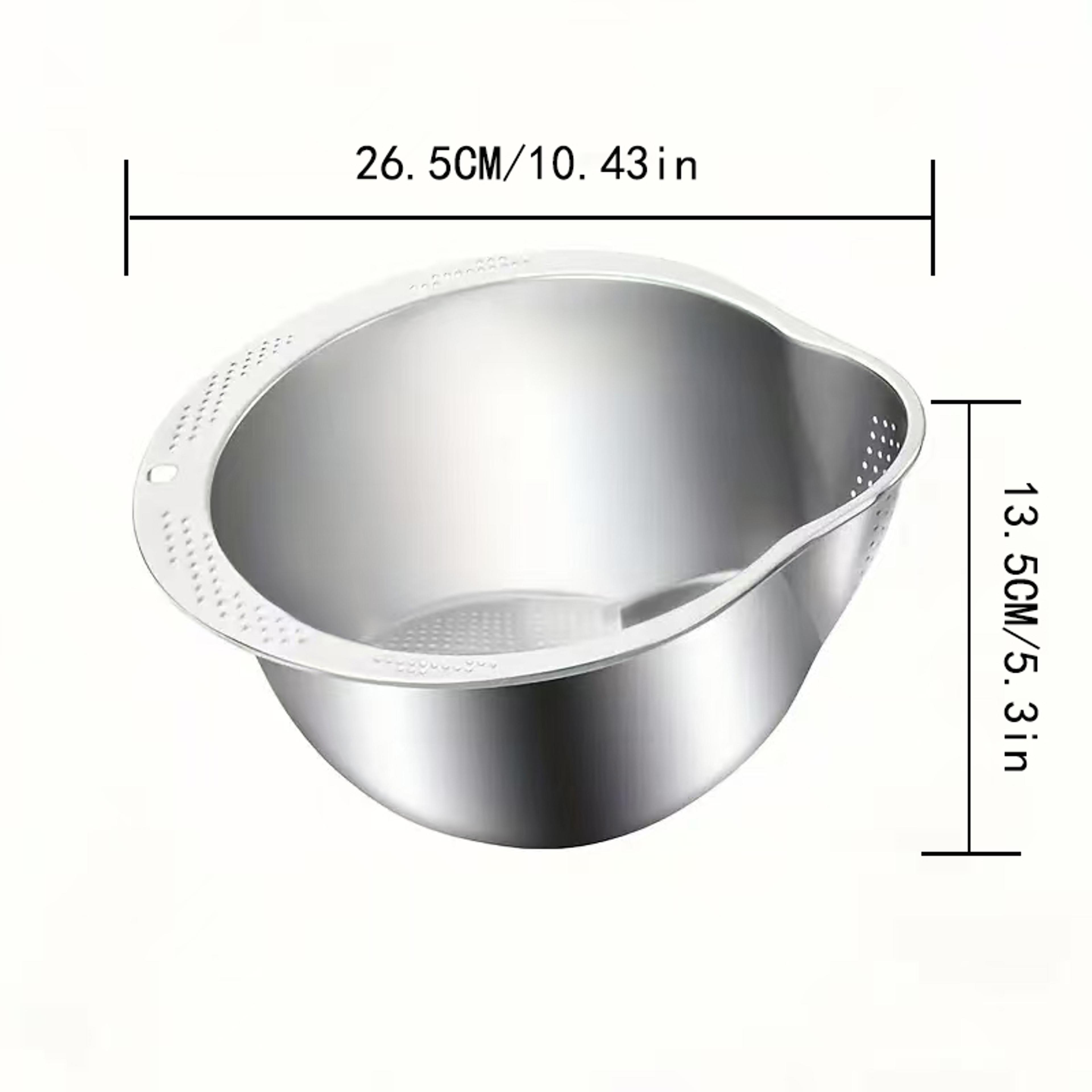 Rice Washing Bowl Stainless Steel Strainer Colander For Rice And Fruit Vegetable Cleaning 5
