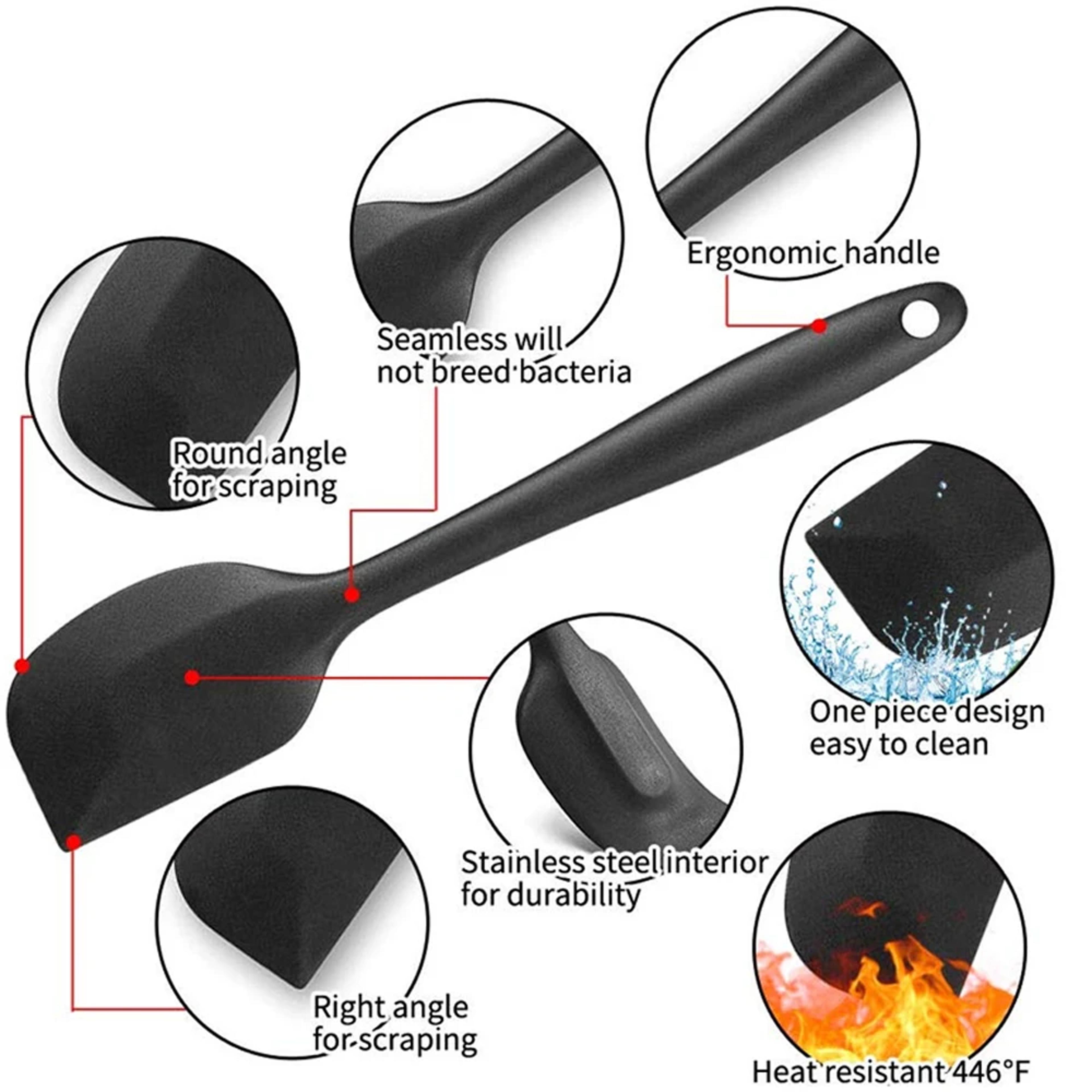 Food Grade Silicone Spatula Set Non Stick Heat Resistant Turner For Cooking Baking Mixing 1