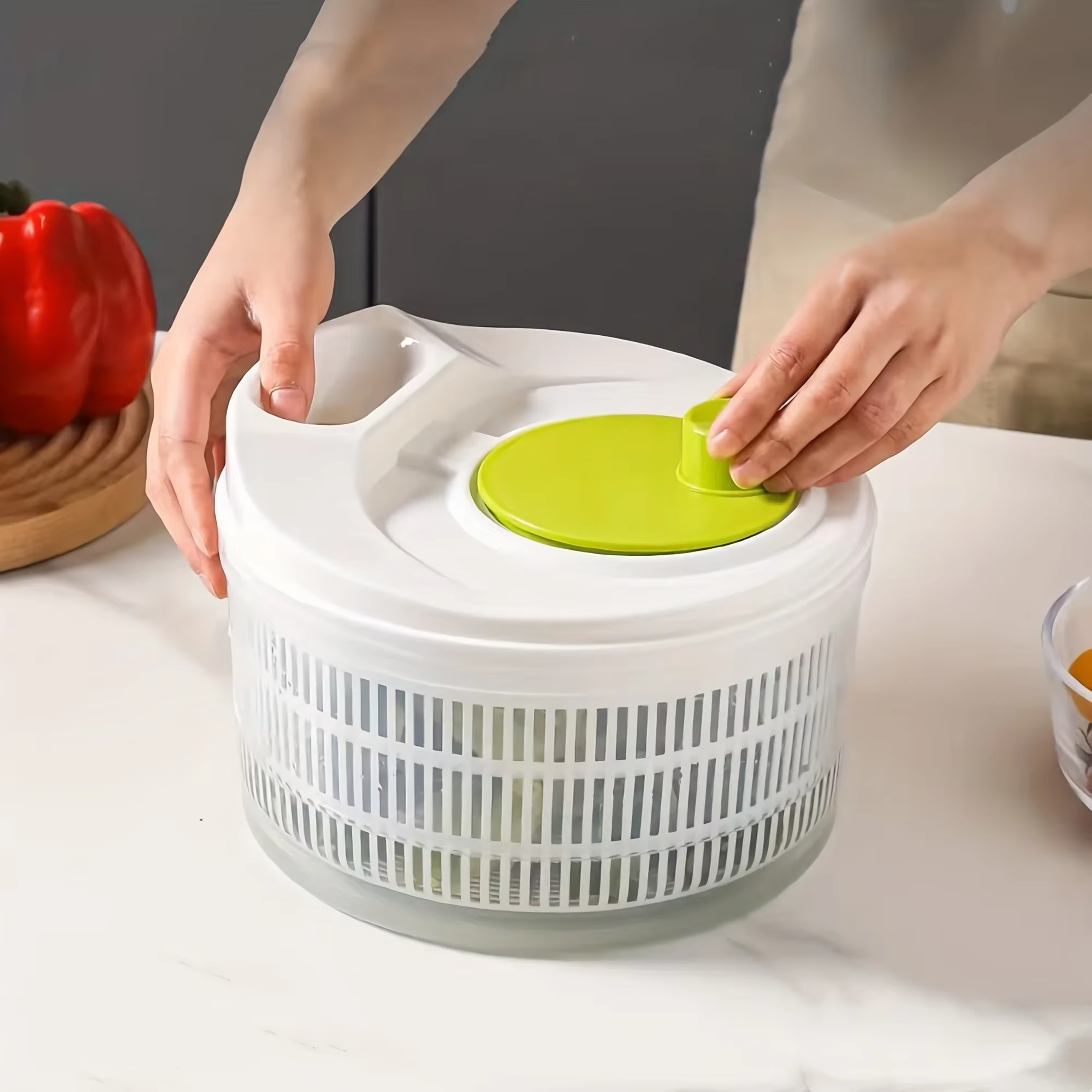 Lettuce Greens Washer Salad Spinner Dryer Drainer Crisper Strainer For Washing Drying Leafy Vegetab 5