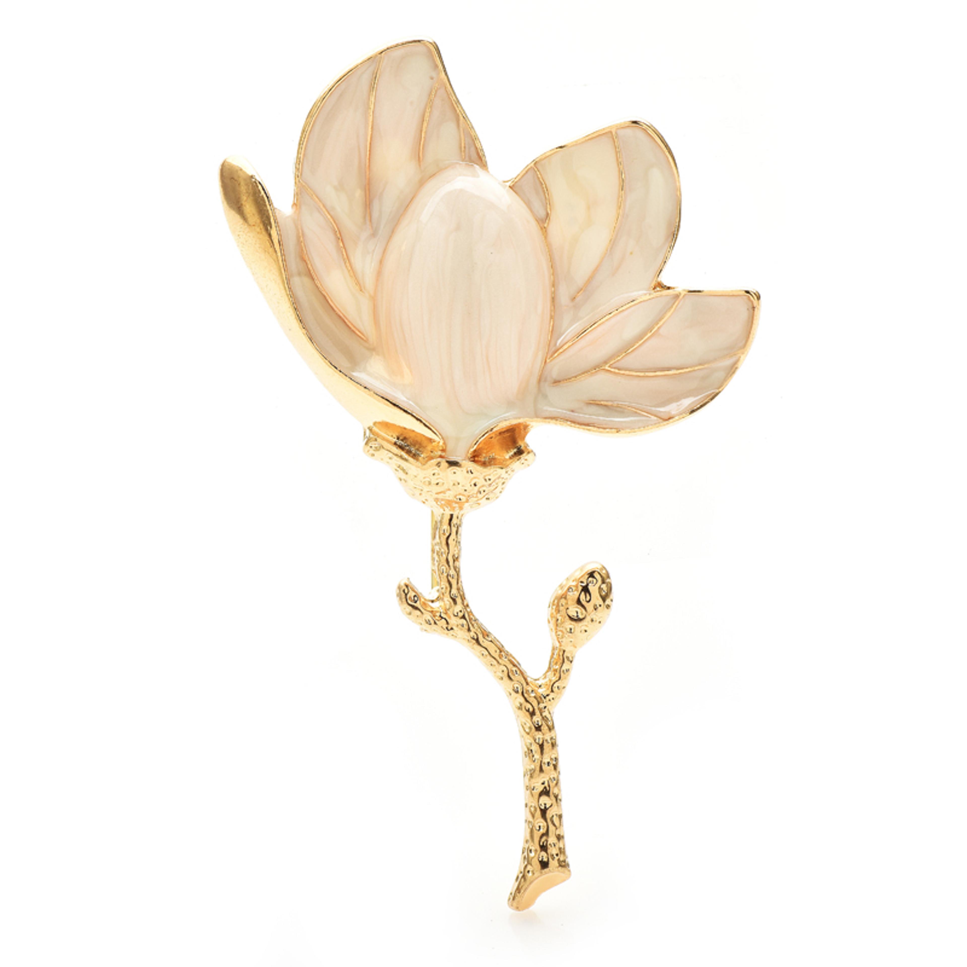 Magnolia Flower Brooch Pins For Women Unisex Enamel Beautiful Brooch For Office Party Gifts 2