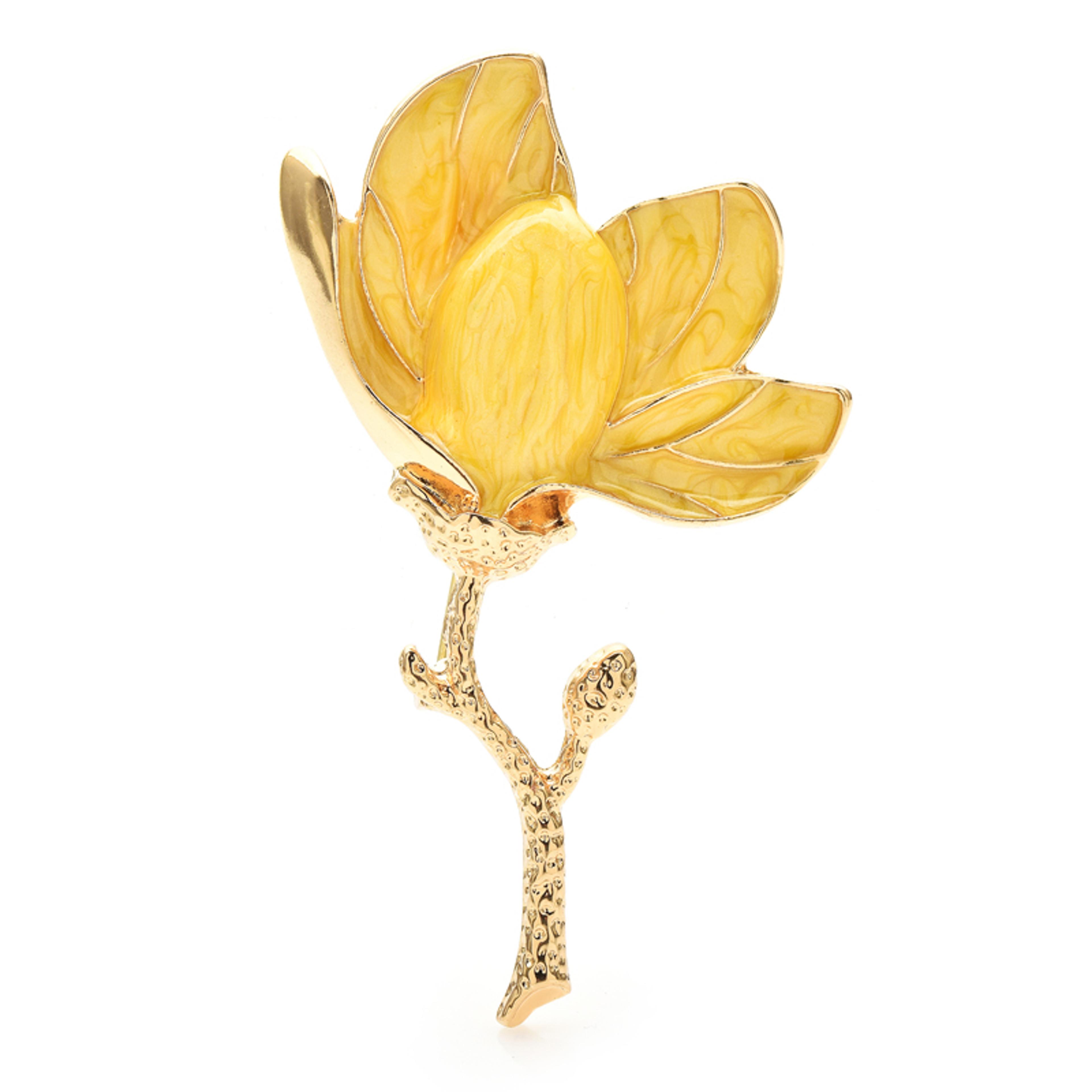 Magnolia Flower Brooch Pins For Women Unisex Enamel Beautiful Brooch For Office Party Gifts 5