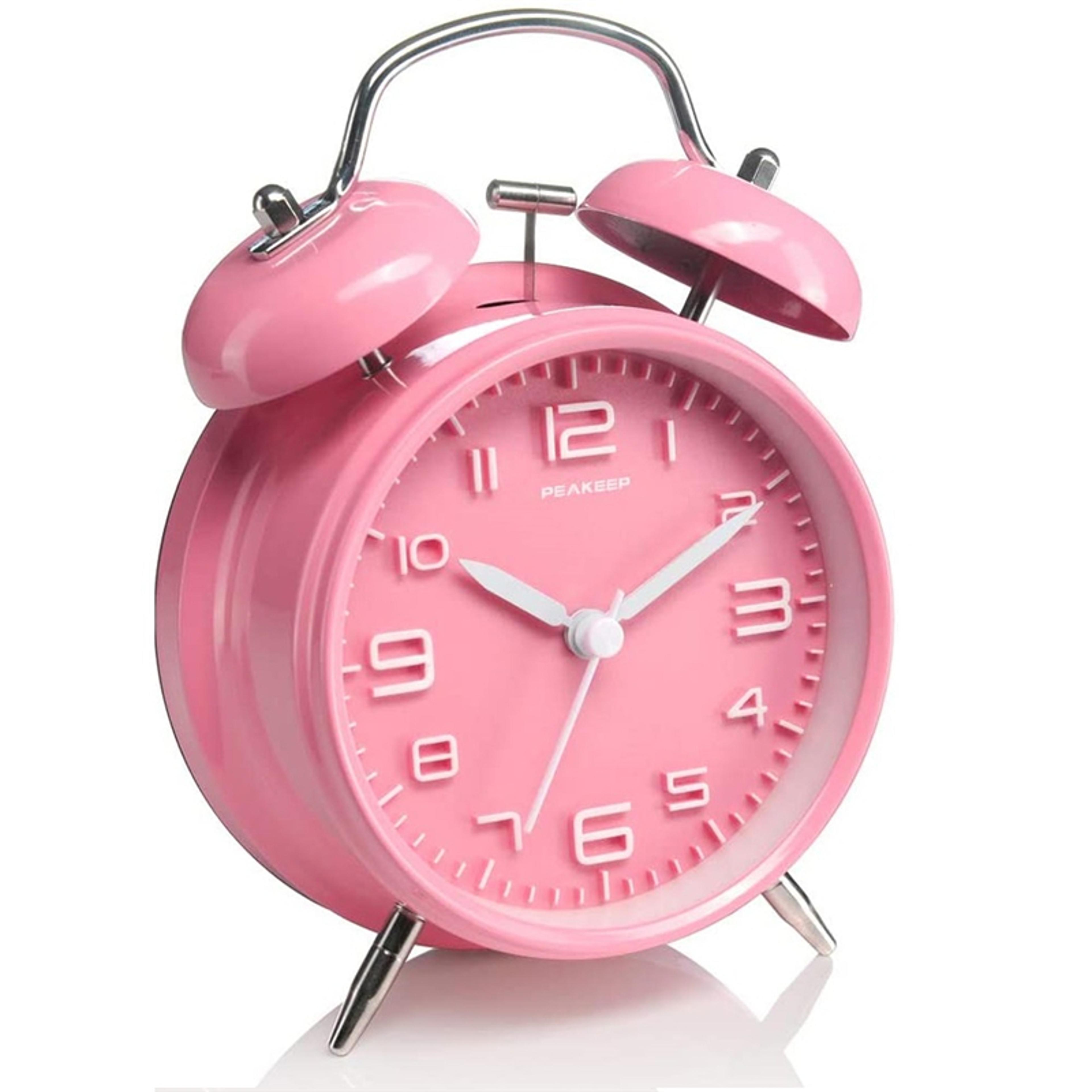 Metal Frame Twin Bell Alarm Clock With 3D Dial Backlight Battery Operated Desk Table Clock For Home 7