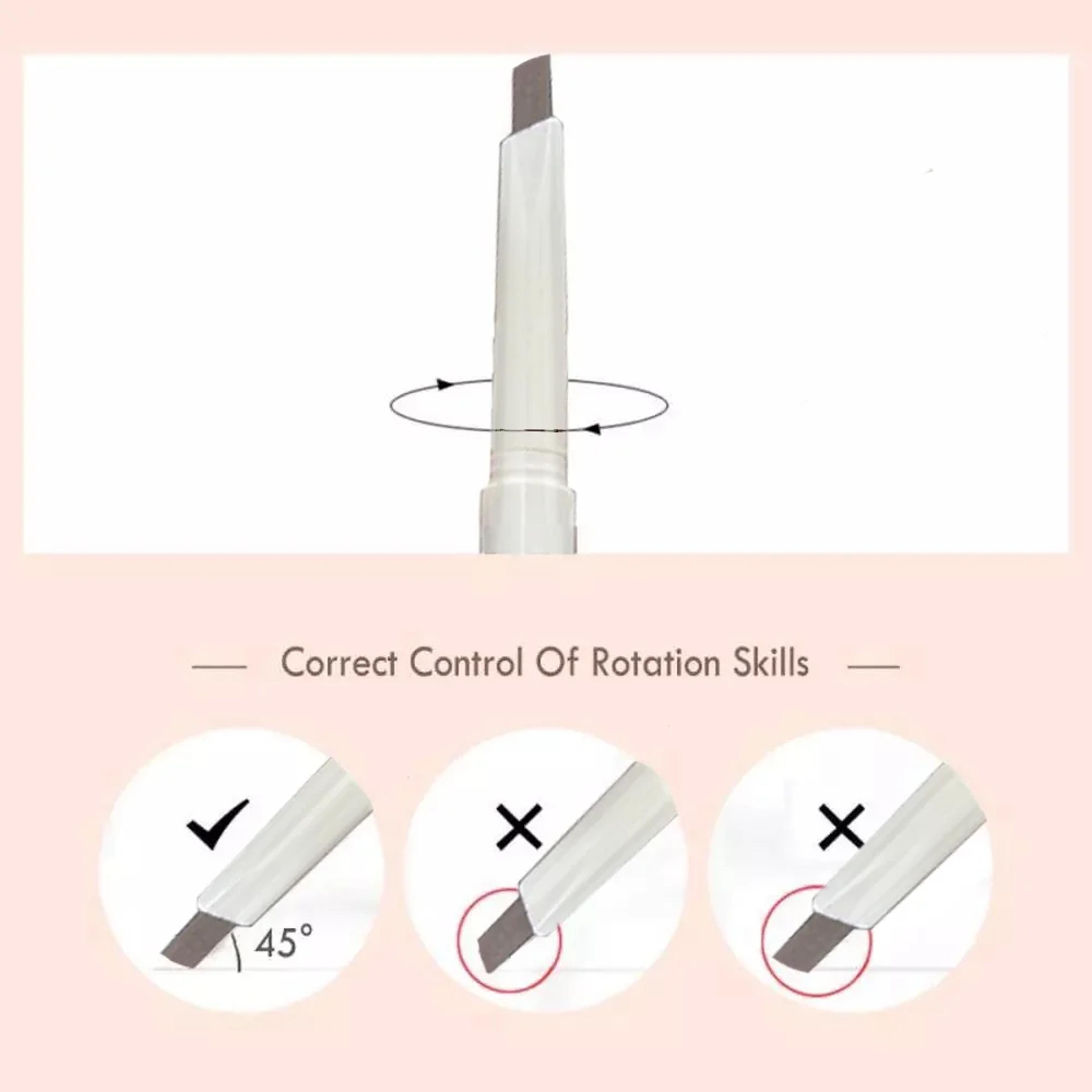 Waterproof ThinHead DoubleEnded Eyebrow Pencil LongLasting AutoRotate Brush Tip Natural Contour 4
