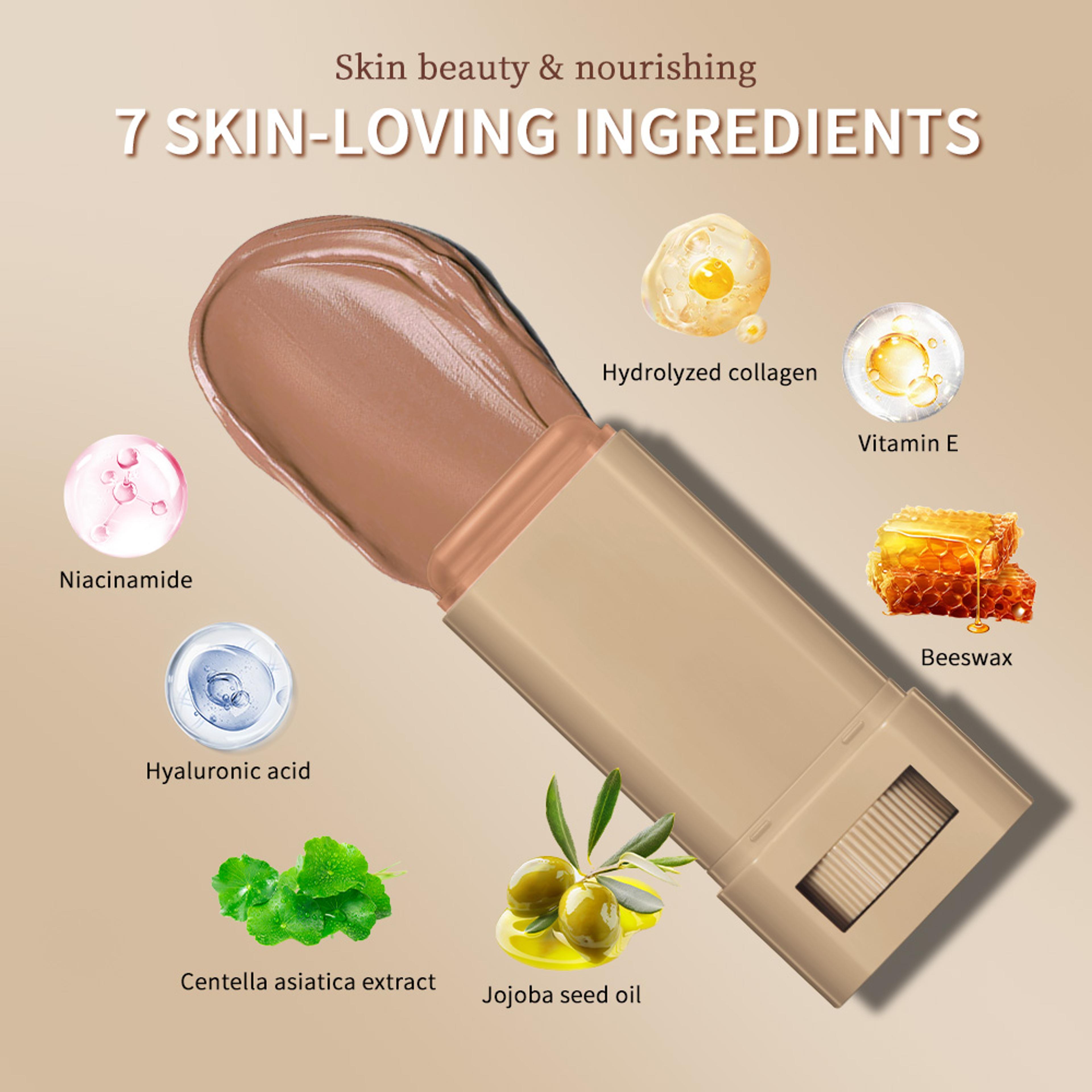 Waterproof Skin Tint Stick Nourishing Solid Tinted Serum Balm Foundation Face Contour Stick Makeup 1