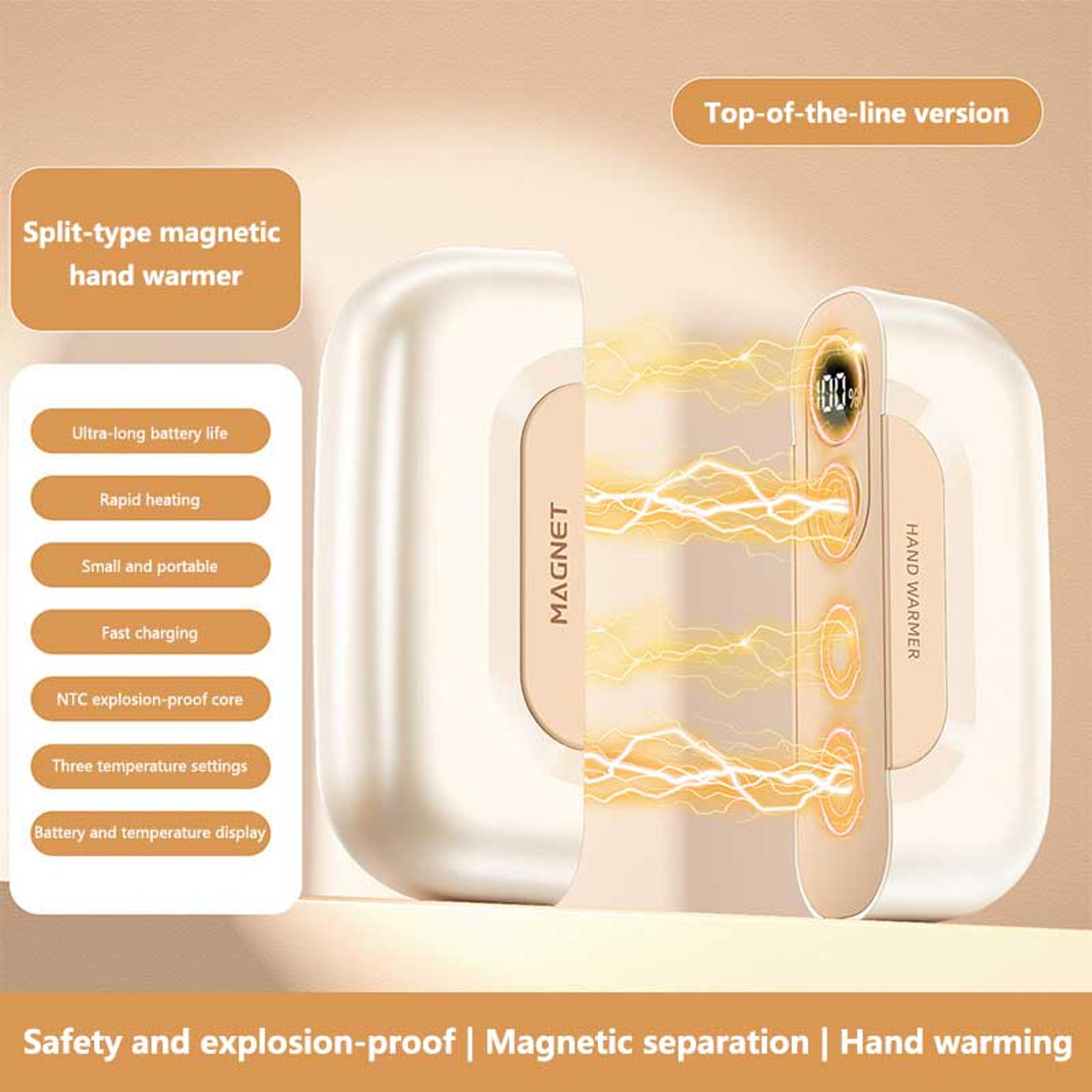 Mini Portable USB Rechargeable Magnetic Hand Warmer Digital Display Fast Charging Pocket Heater 4