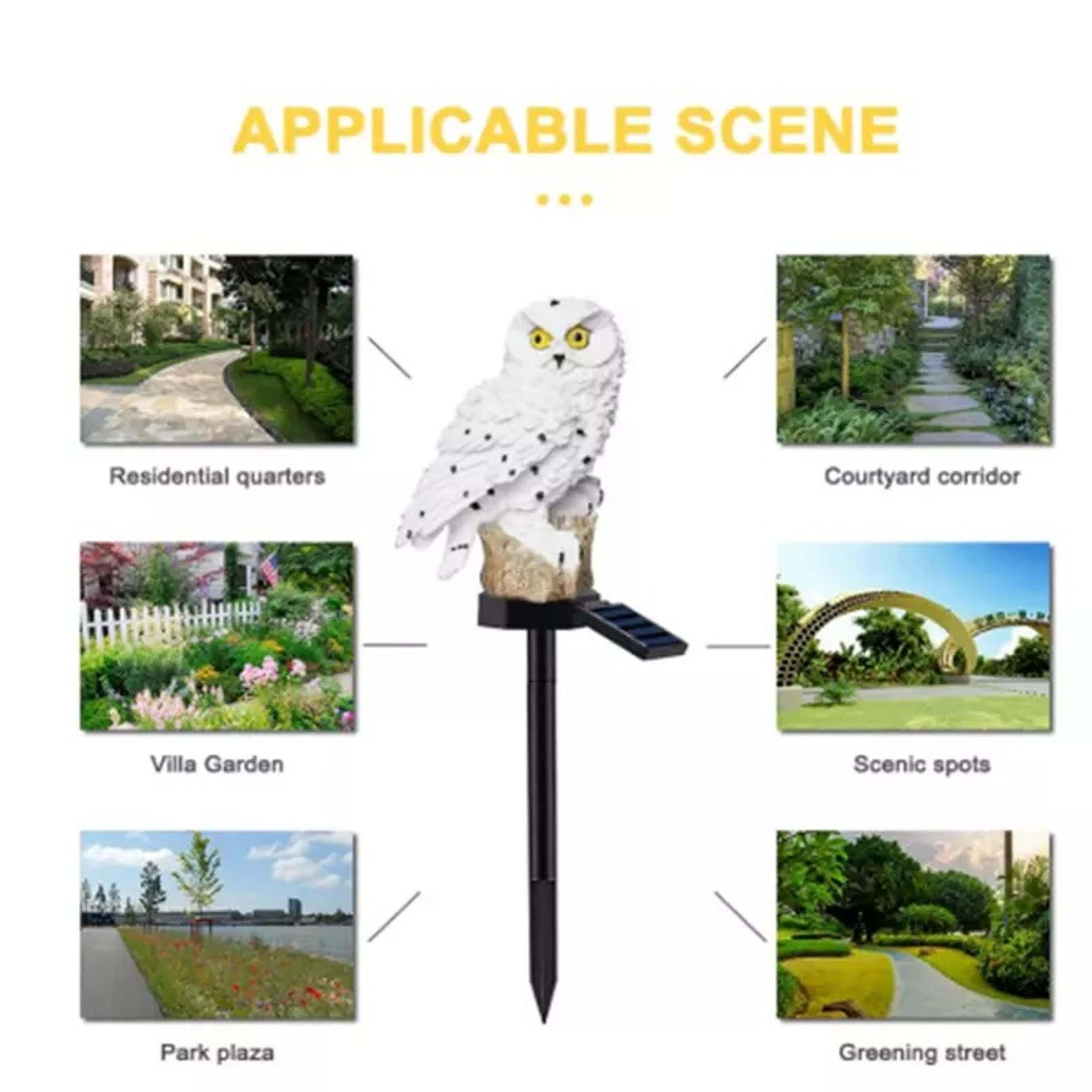 Outdoor Solar Power Led Owl Light Garden Yard Landscape Decor Lamp Waterproof
