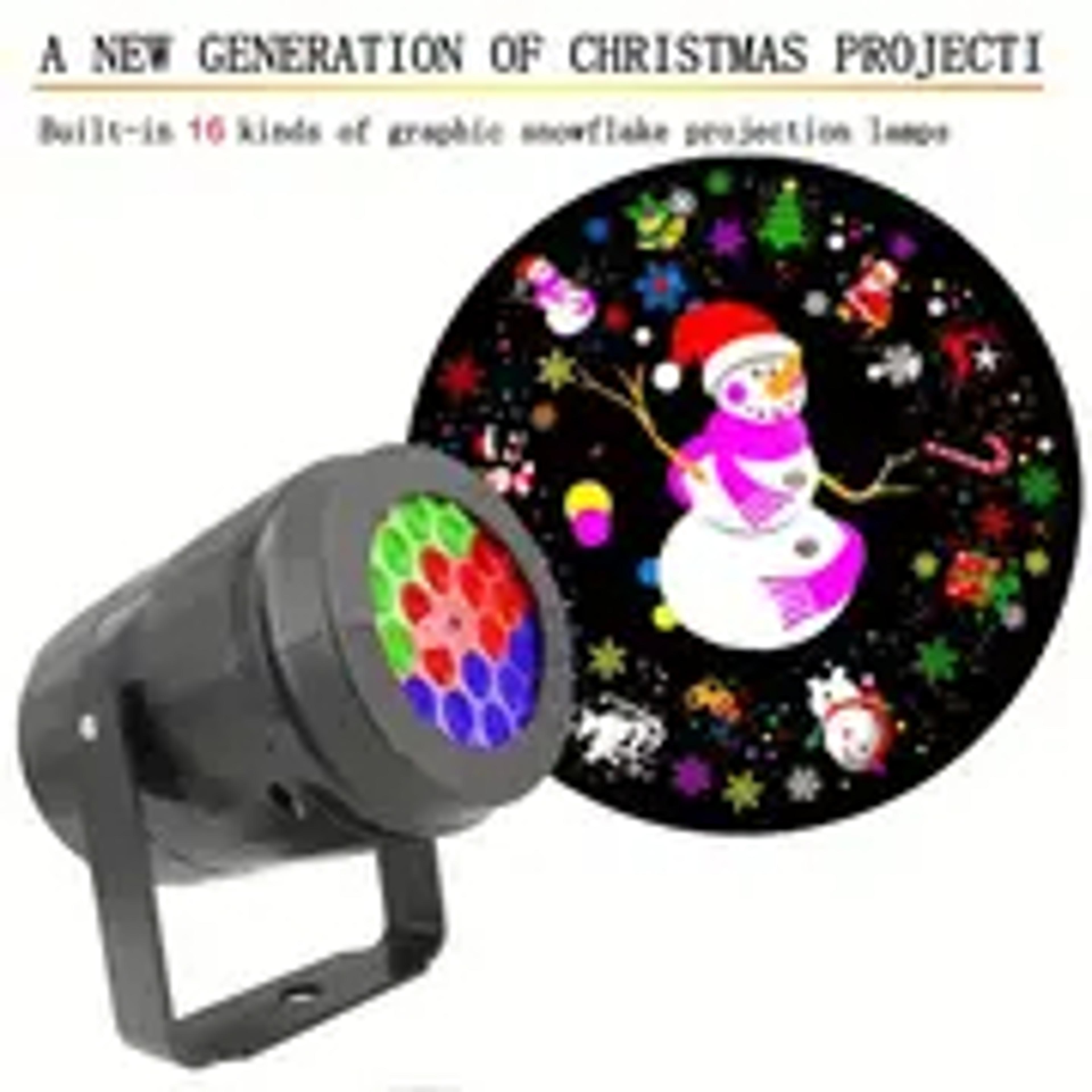 Snowflake Christmas Laser Projector Light16 patterns Waterproof Rotating Christmas LED Stage Lights