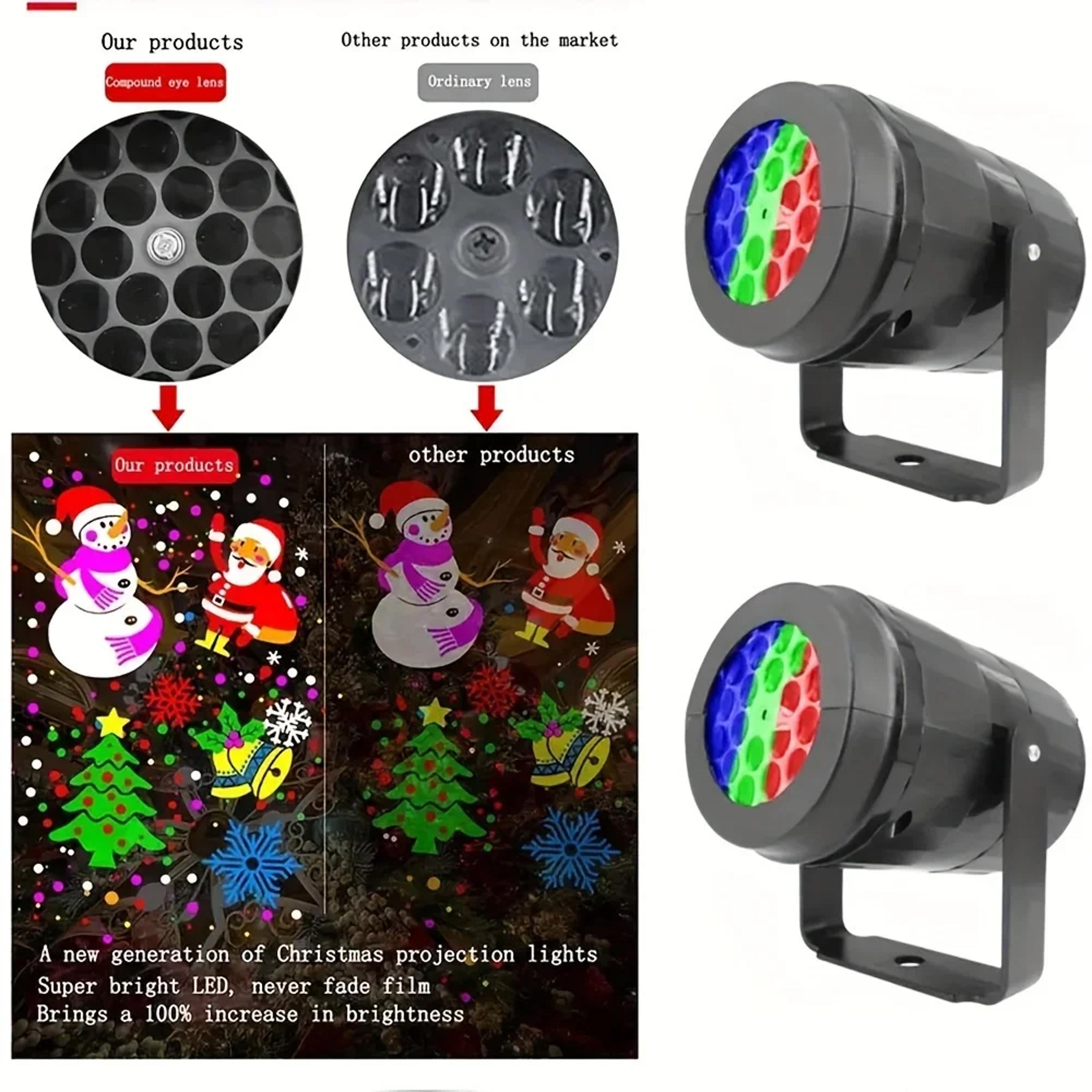 Snowflake Christmas Laser Projector Light16 patterns Waterproof Rotating Christmas LED Stage Lights