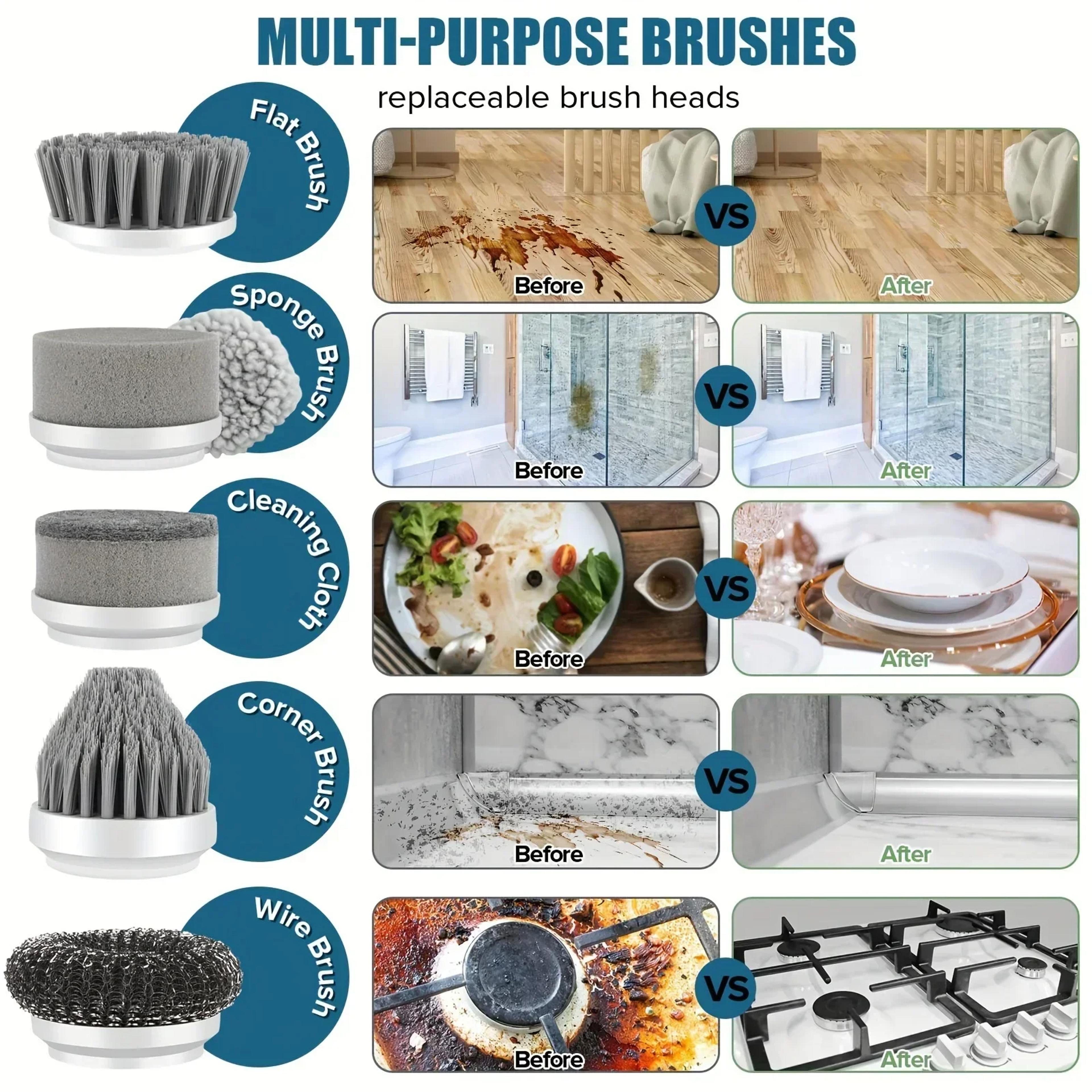 Electric Spin Scrubber Cordless Spin Scrubber with 6 Replaceable Brush Heads Electric Cleaning Brush