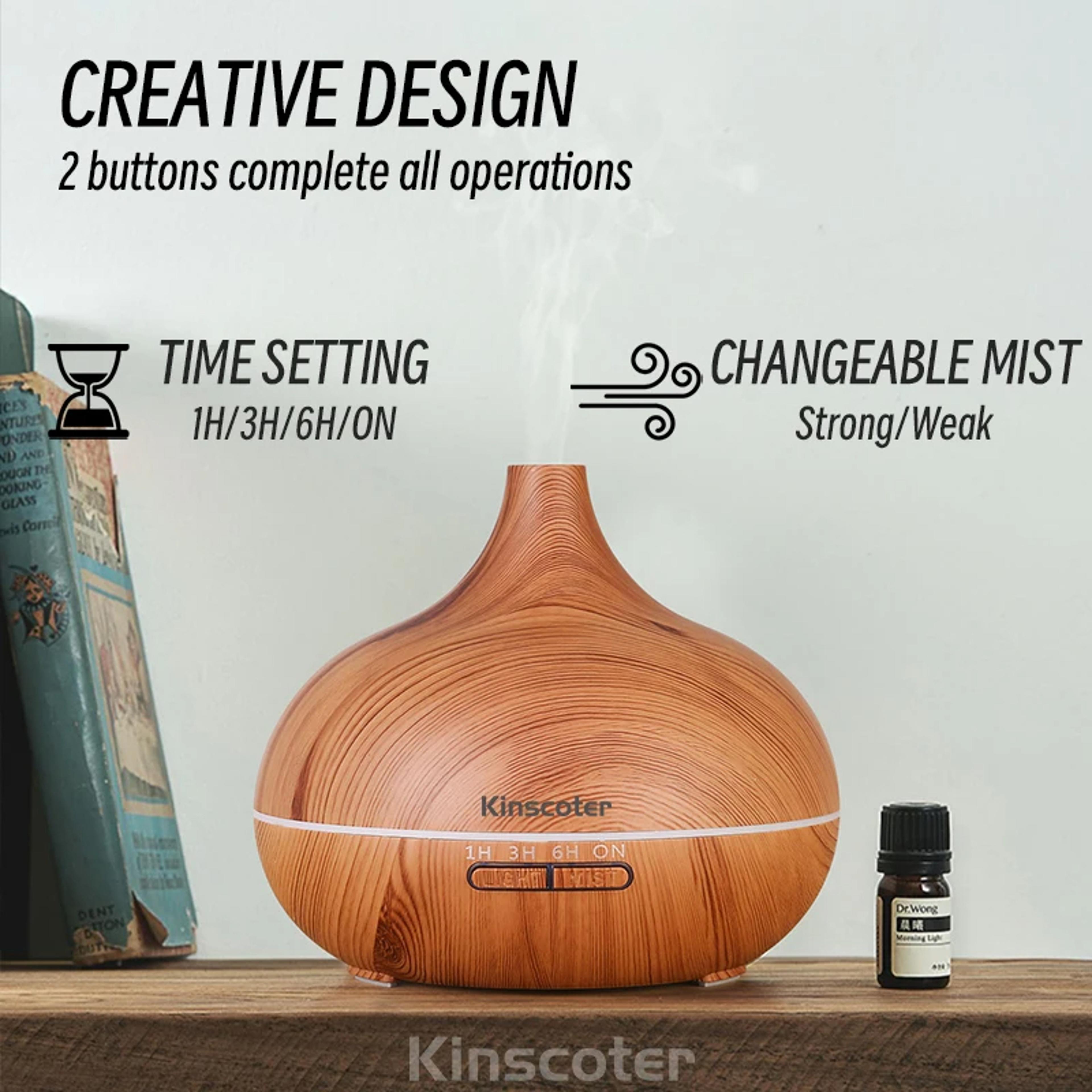 High Quality 500ml Aromatherapy Essential Oil Diffuser Wood Grain Remote Control Ultrasonic Air Humi