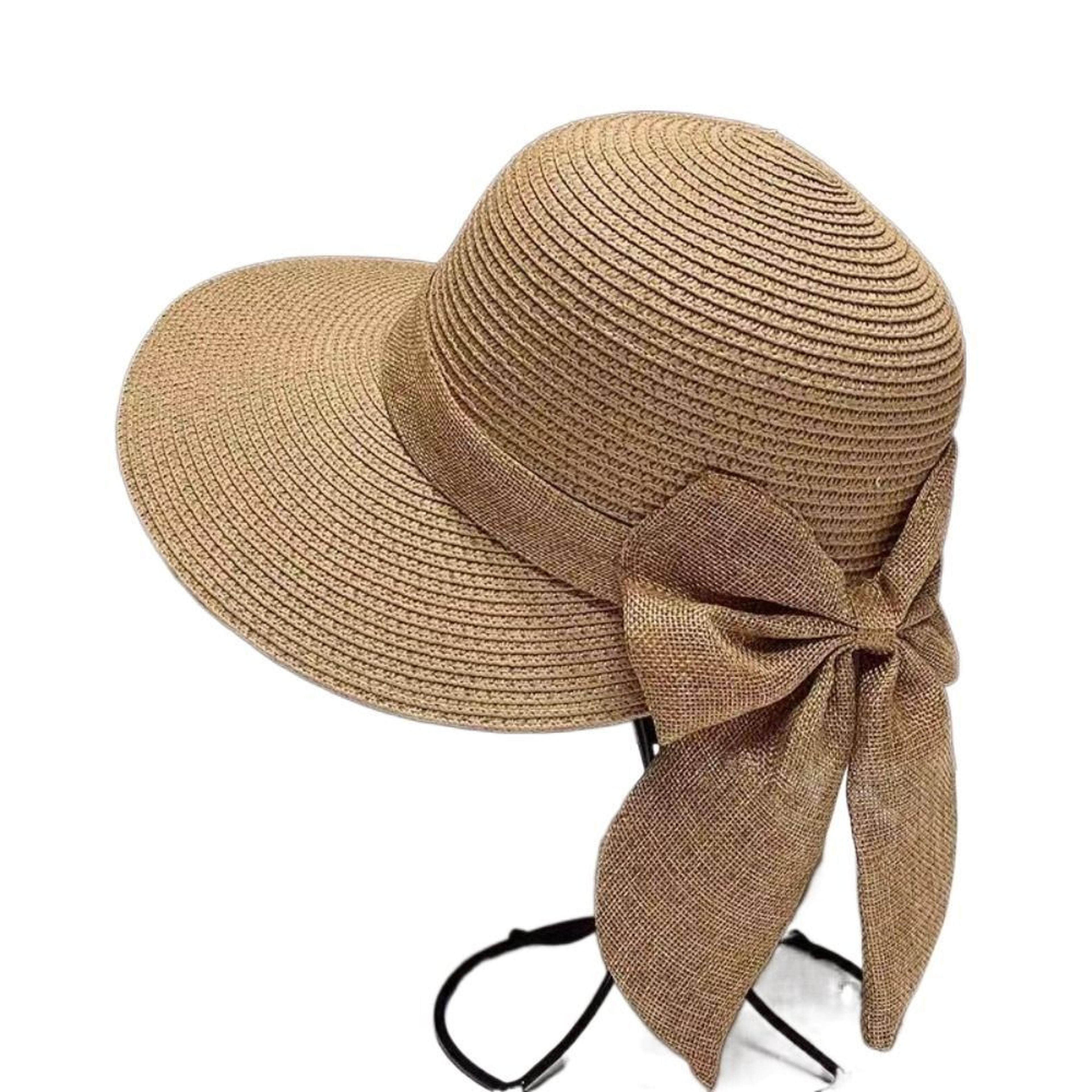 Bowknot Sun Hat for Women UV Protection Beach Cap Casual Straw Hat for Summer