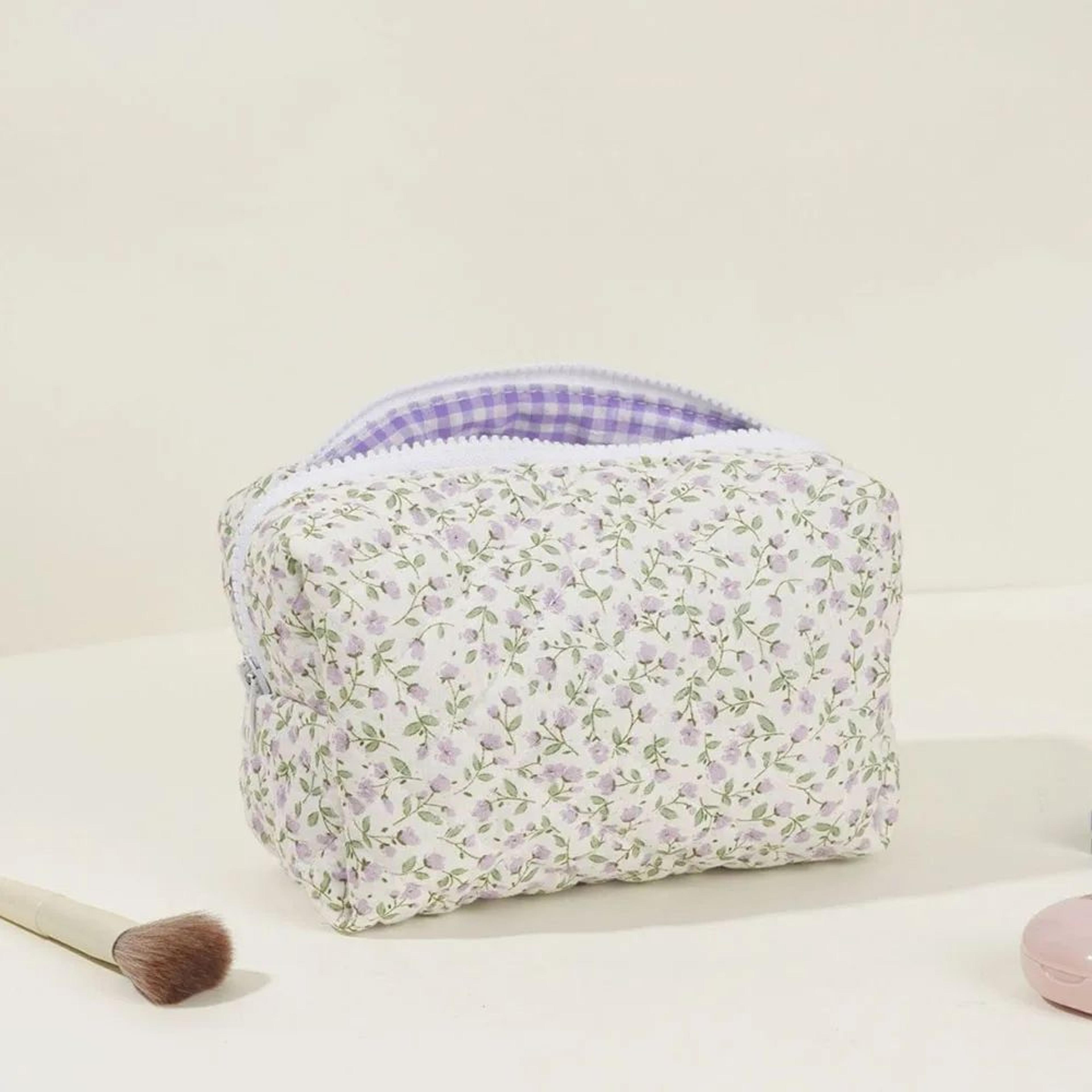 Floral Puffy Quilted Makeup Bag Large Travel Cosmetic Pouch With Storage Organizer Perfect For Make 7