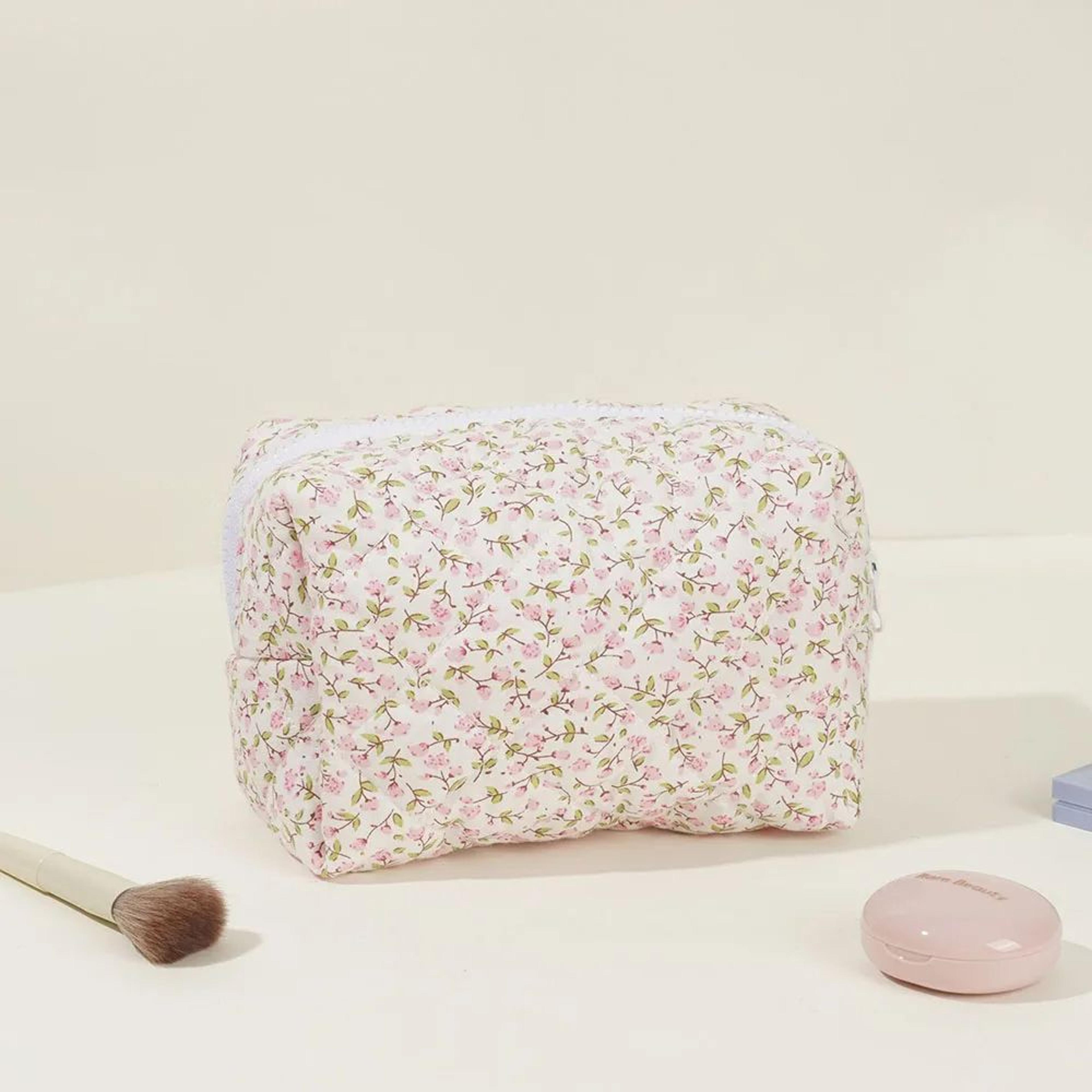 Floral Puffy Quilted Makeup Bag Large Travel Cosmetic Pouch With Storage Organizer Perfect For Make 8