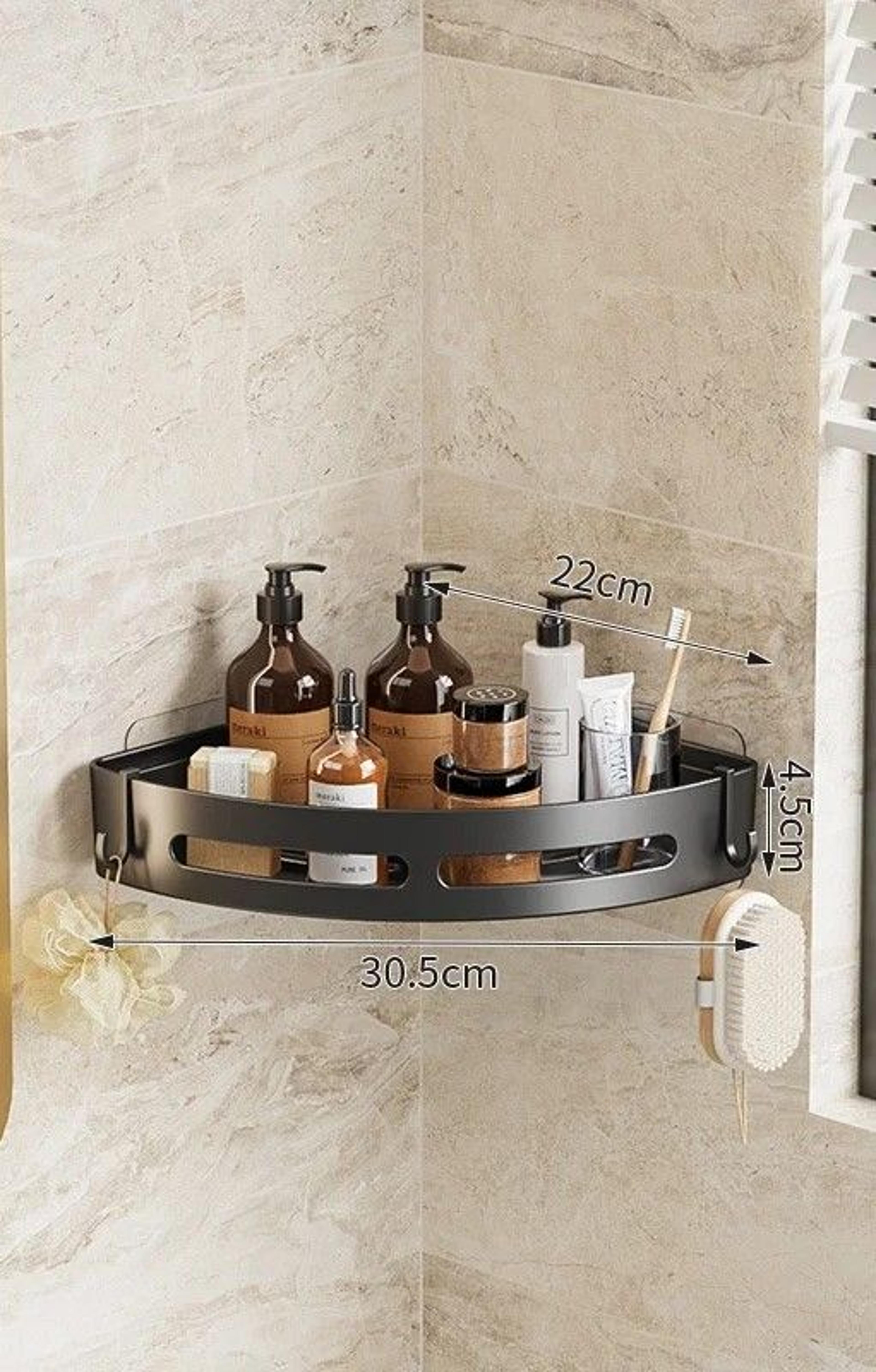 No Punching Required Bathroom Shampoo Holder Shower Caddy  Storage Shelf for Towels  Toiletries