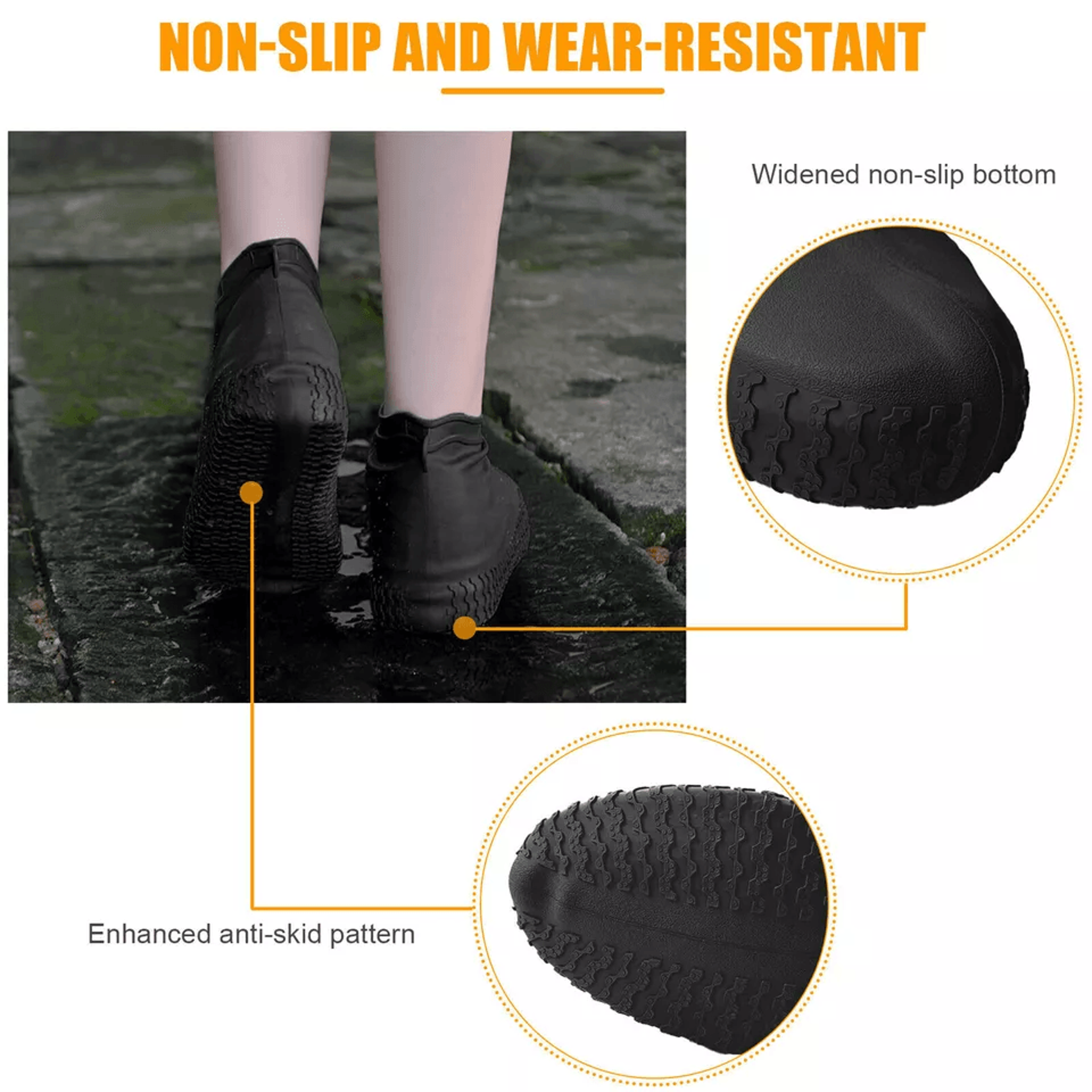 Reusable AntiSlip Rubber Shoe Covers Waterproof Snow Boot Protector For Rainy Days And Outdoor Trav 2