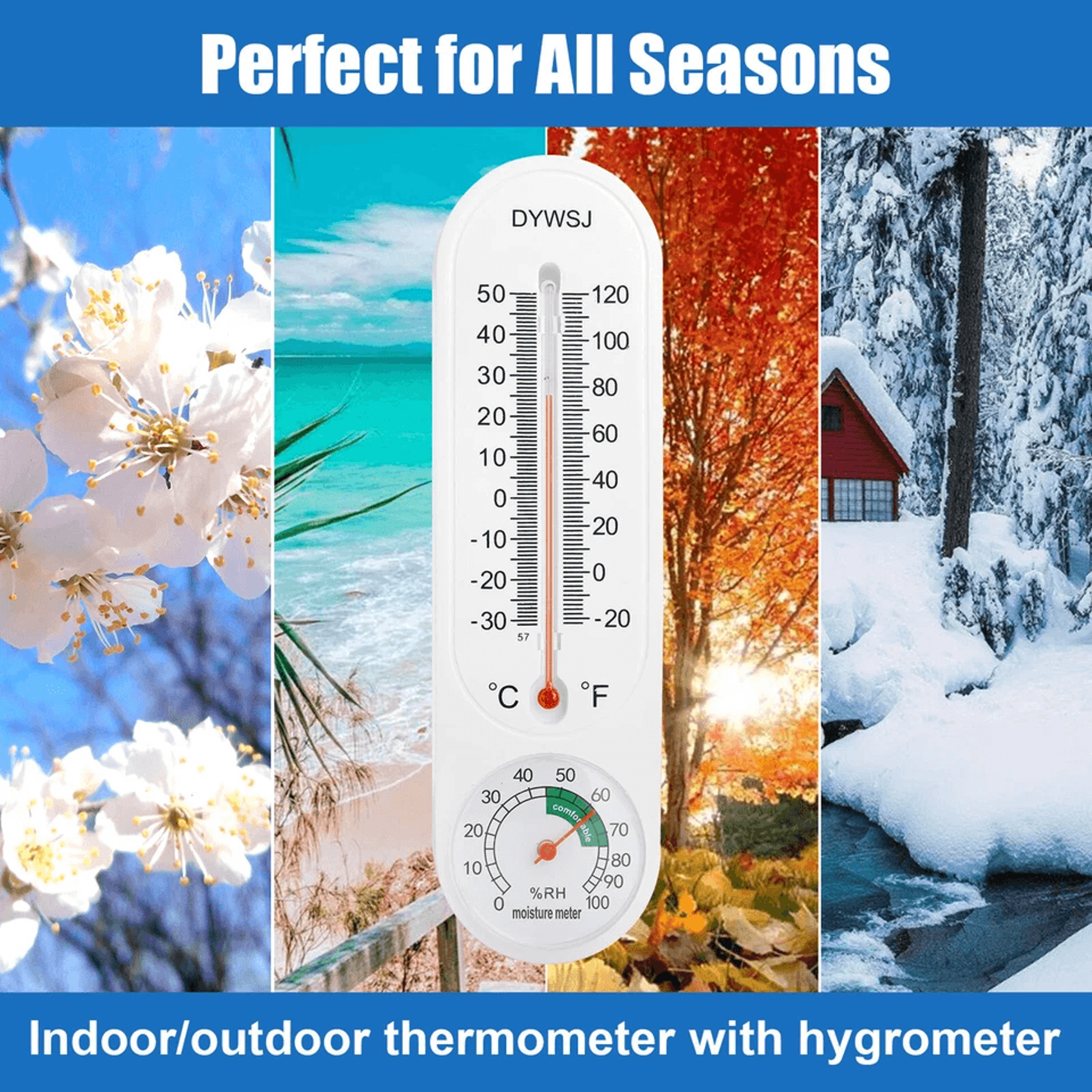 3PCS Wall Thermometer Hygrometer Indoor Outdoor Mount Garden Greenhouse Home Temperature Humidity M 5