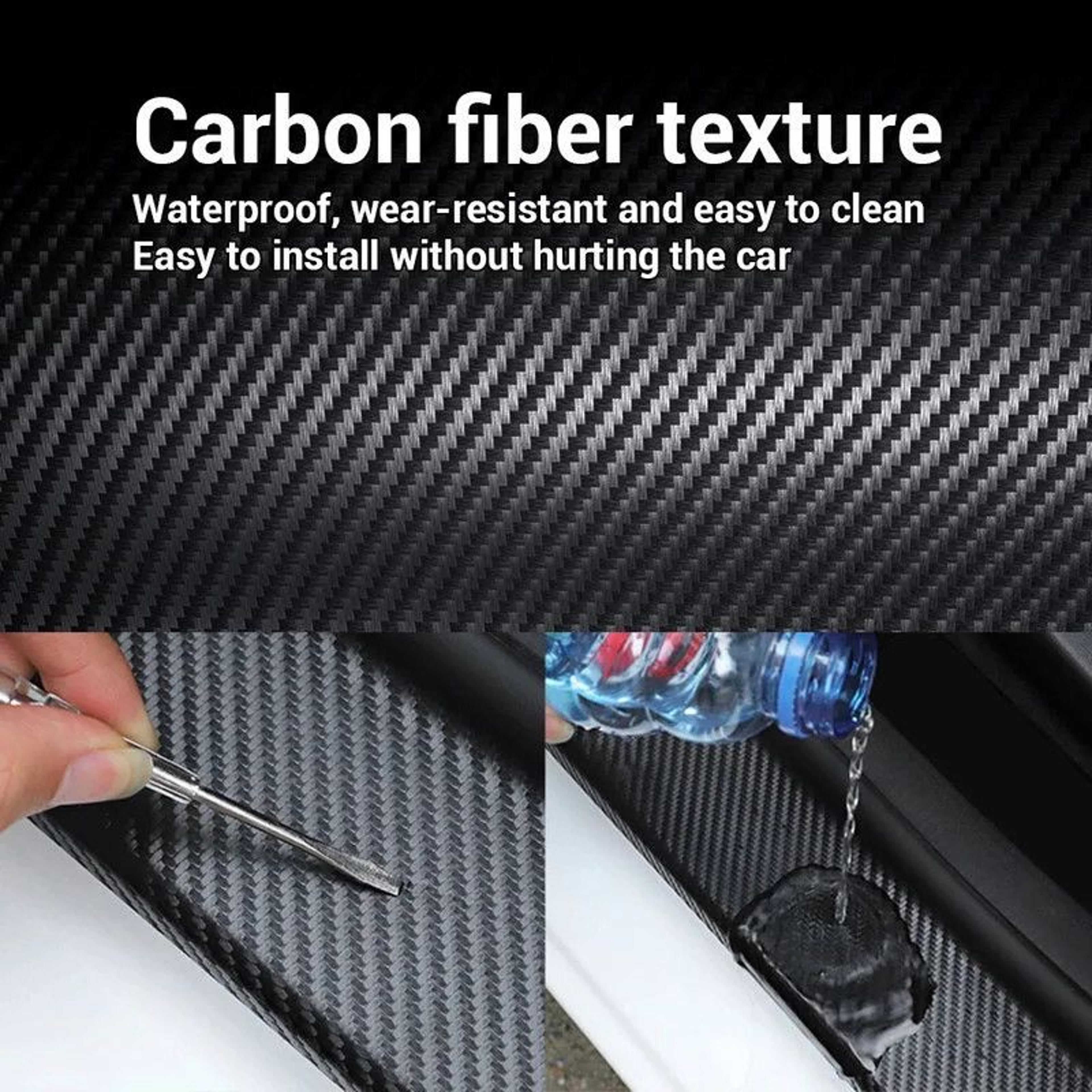 3D Nano Carbon Fiber Car Door Sill Protector Black Waterproof AntiScratch Film for Bumper  Door G